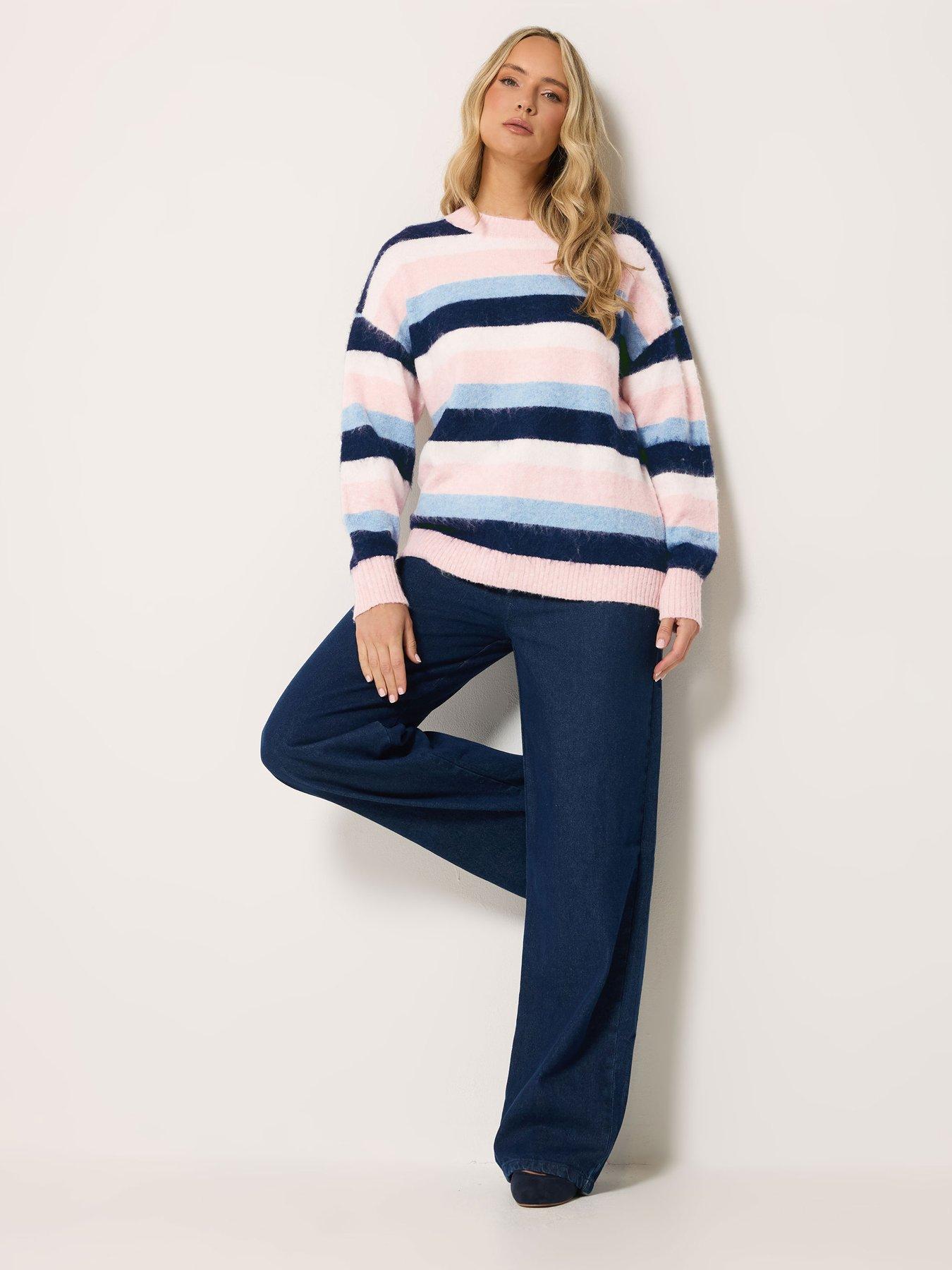 Image 3 of 4 of Long Tall Sally Stripe Fluffy Jumper - Pink