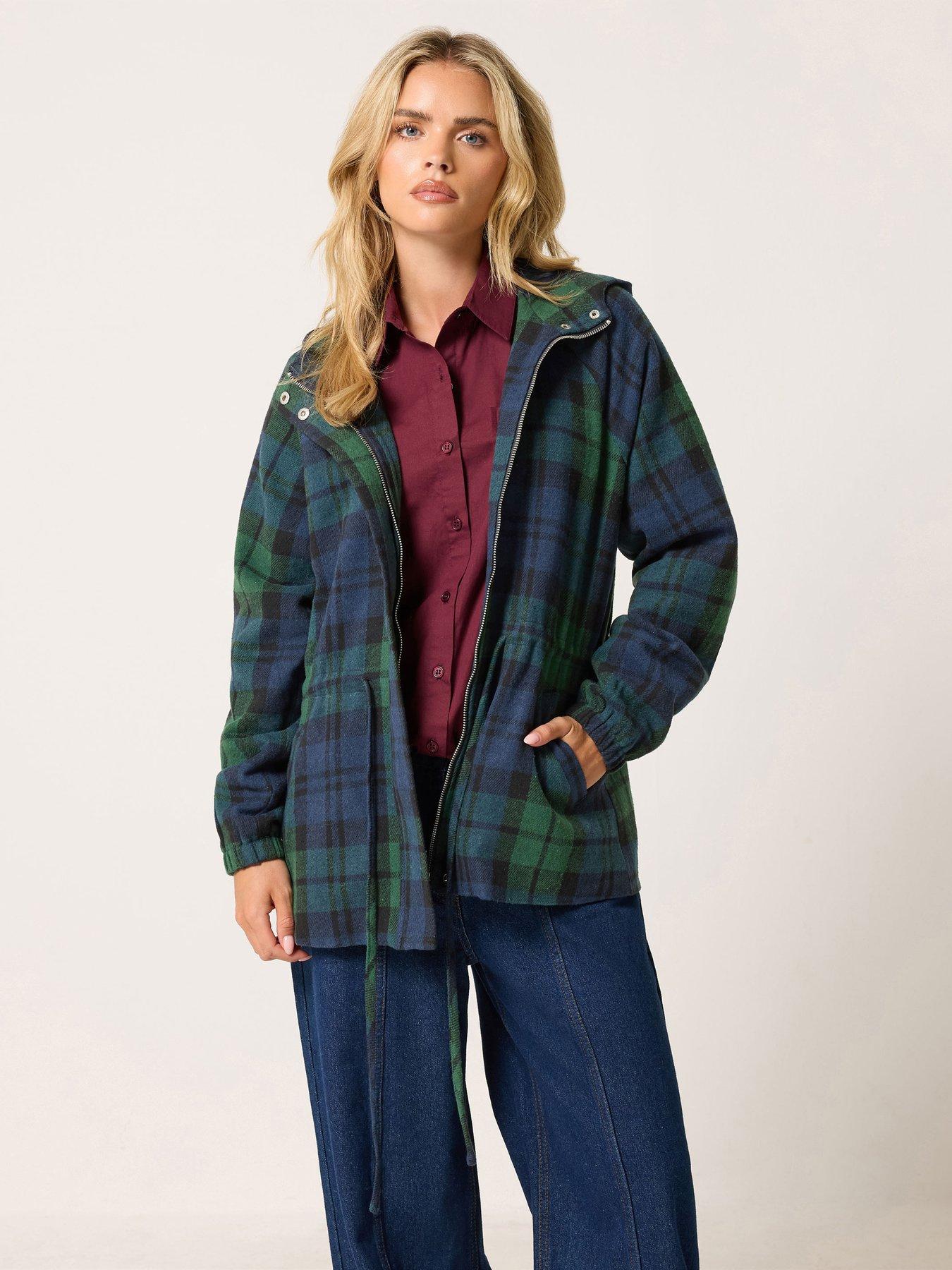 Image 1 of 4 of PixieGirl Petite Check Brushed Parka