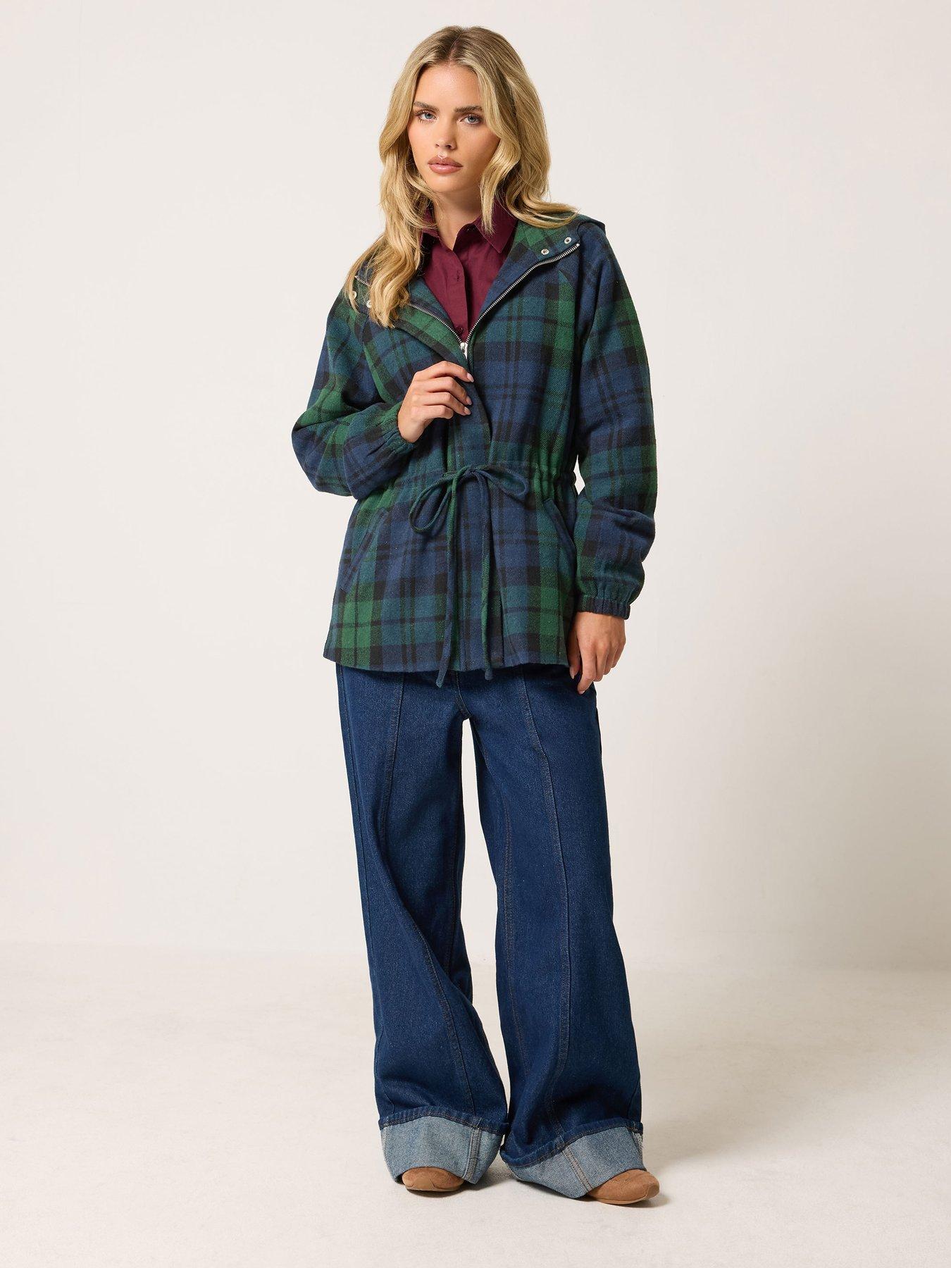 Image 3 of 4 of PixieGirl Petite Check Brushed Parka