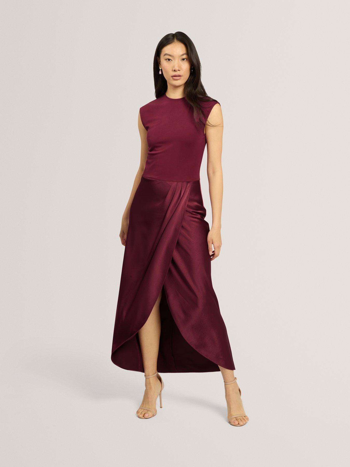 Image 1 of 5 of Ted Baker Mockable Wrap Skirt Midi Dress - Purple