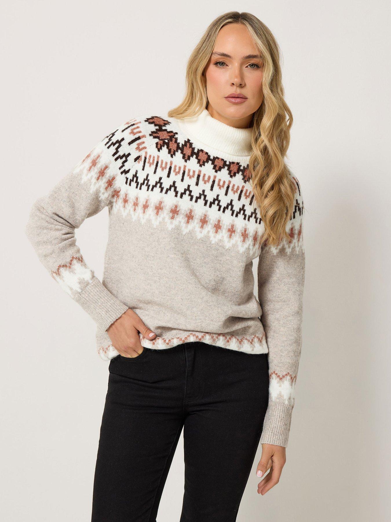 Image 1 of 4 of Long Tall Sally Fairisle Roll Neck Jumper - Pink