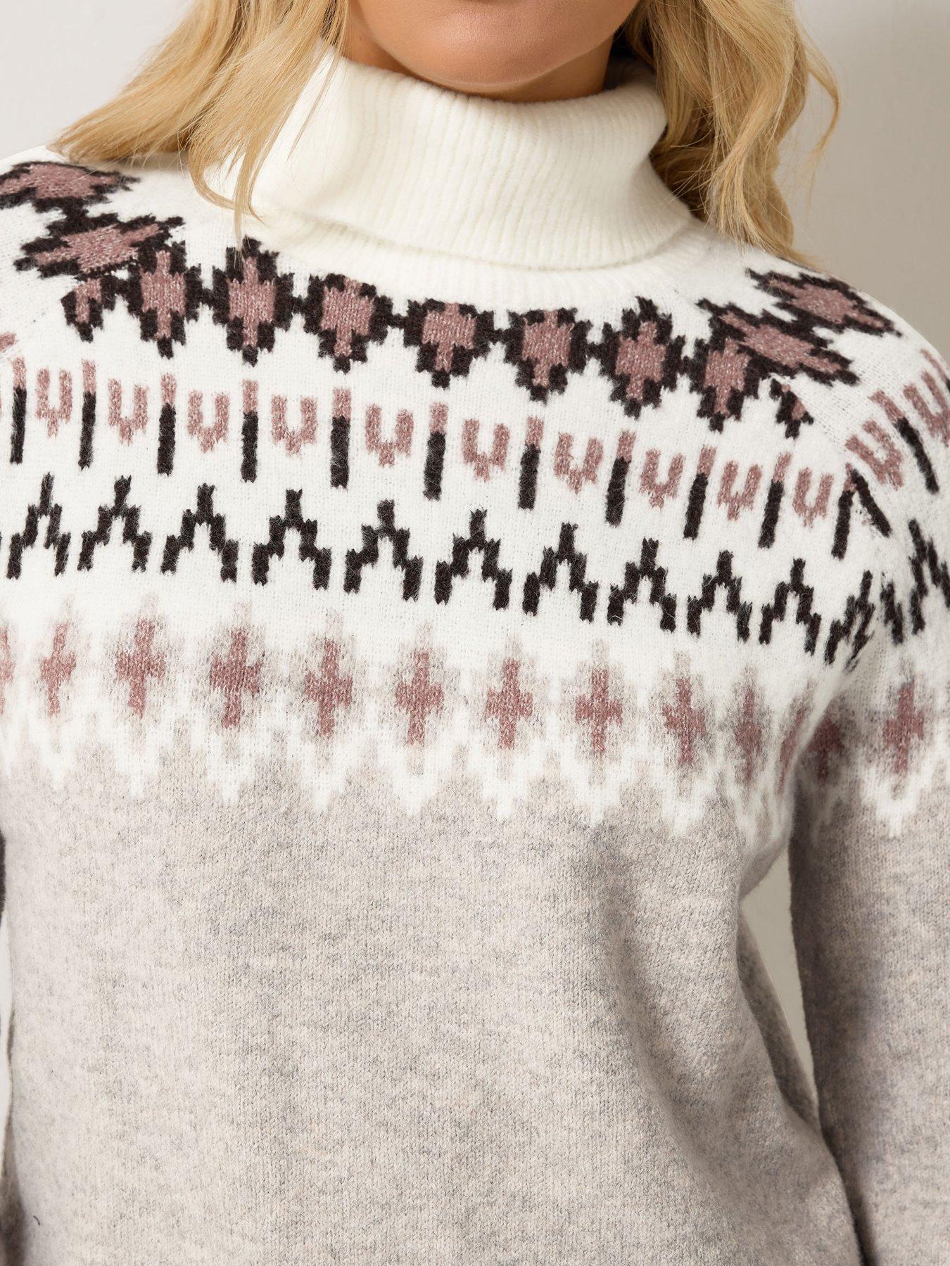 Image 4 of 4 of Long Tall Sally Fairisle Roll Neck Jumper - Pink