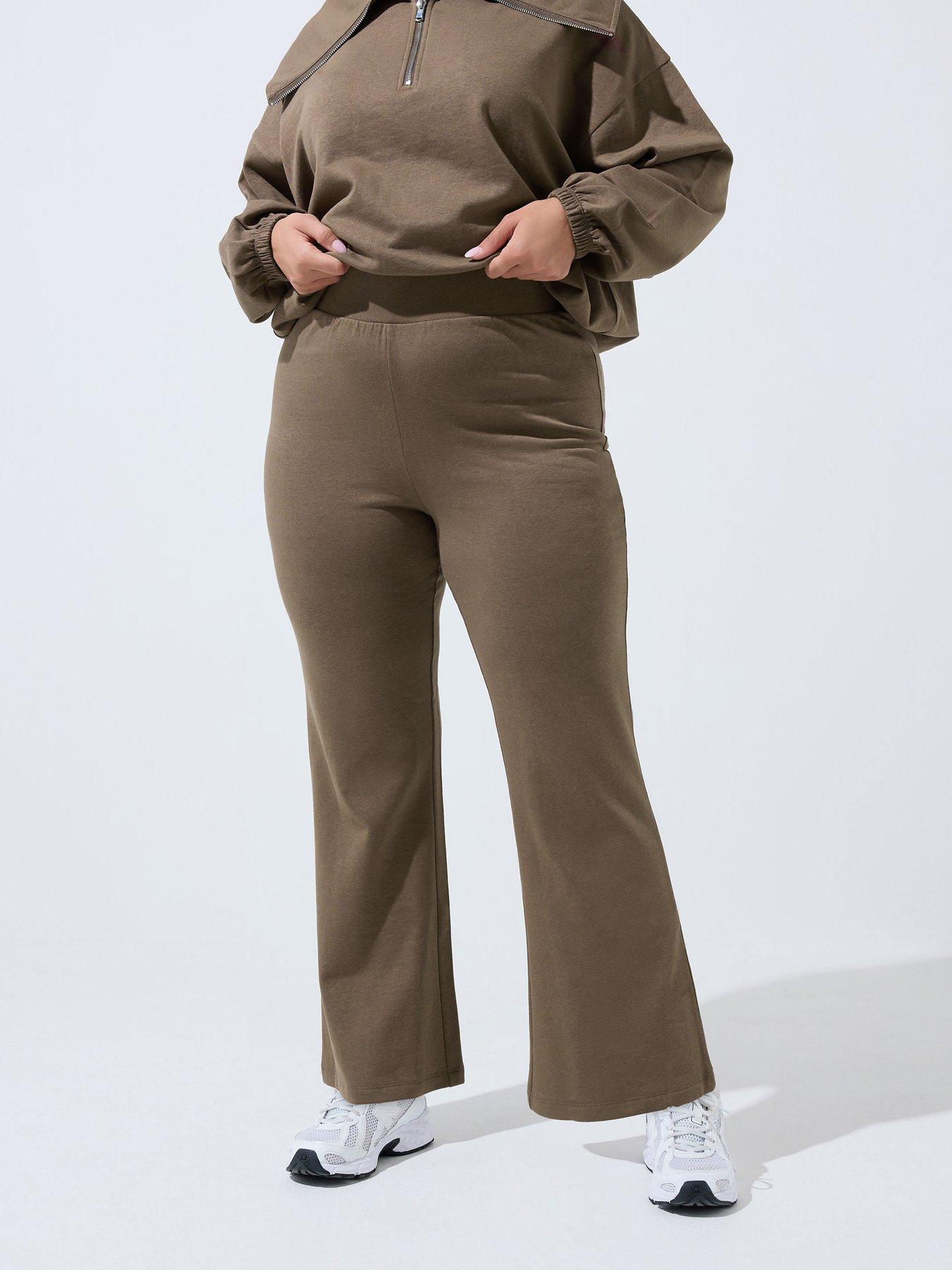Yours Curve Slim Flare Jogger - Brown