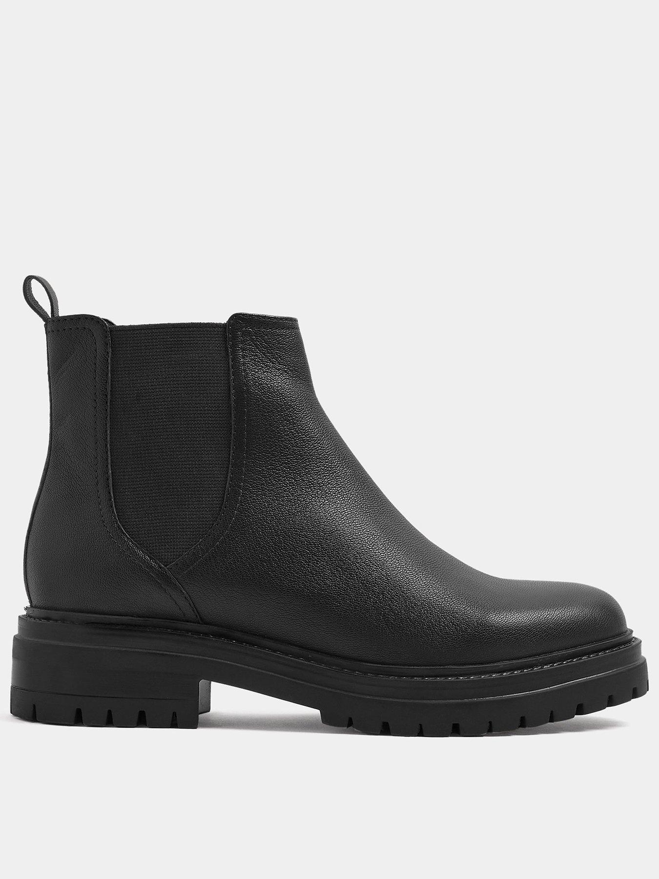 Yours Wide Fit Almond Toe Buckle Chelsea Boots - Black