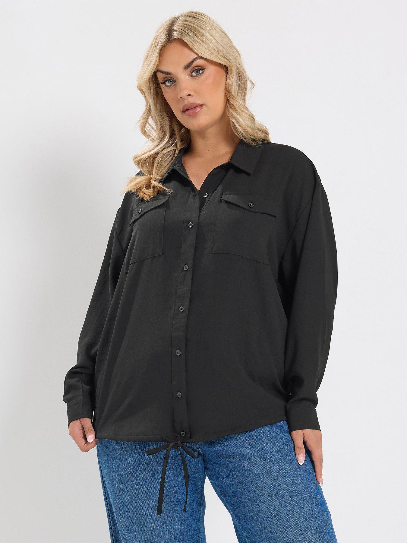 Yours Curve Utility Bubble Hem Top - Black