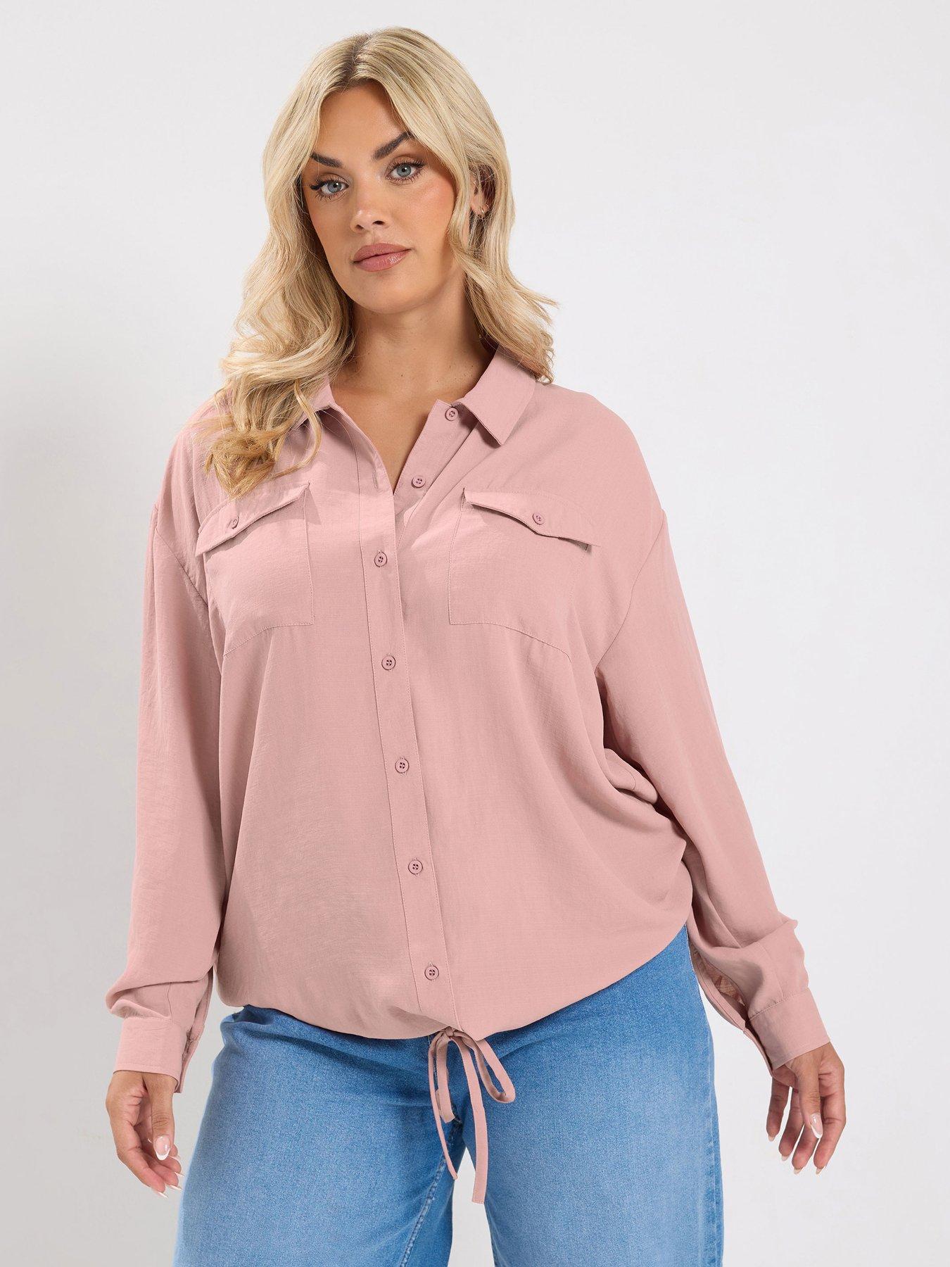 Image 1 of 4 of Yours Curve Utility Bubble Hem Top - Pink