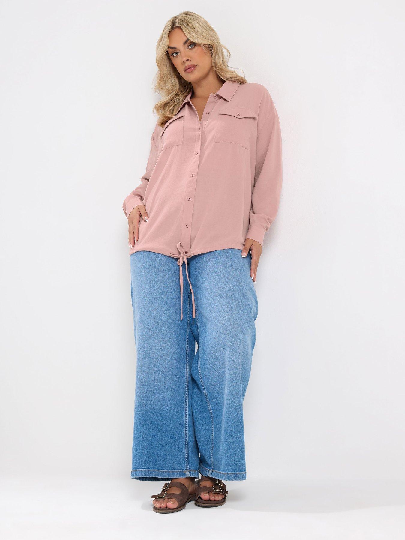 Image 3 of 4 of Yours Curve Utility Bubble Hem Top - Pink