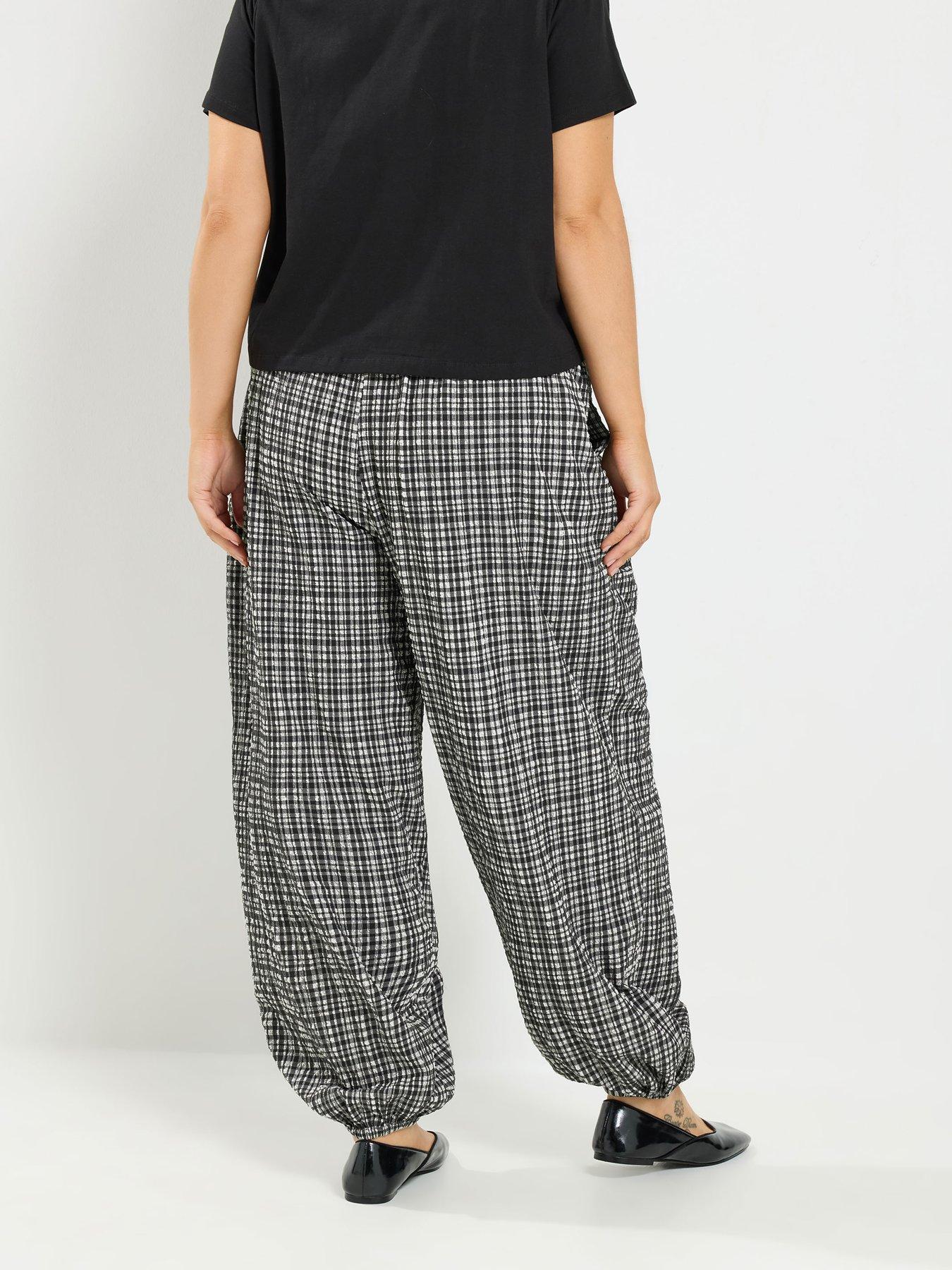 Image 2 of 4 of Yours Curve Check Balloon Trousers - Grey