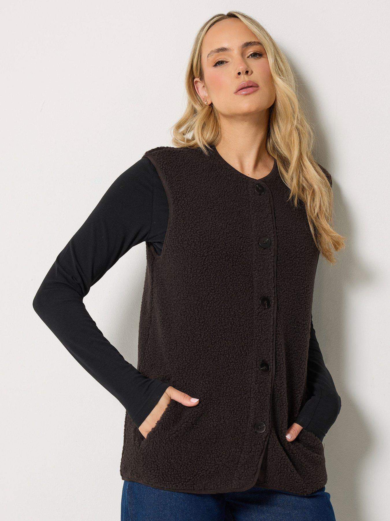 Long Tall Sally Chocolate Borg Gilet - Brown