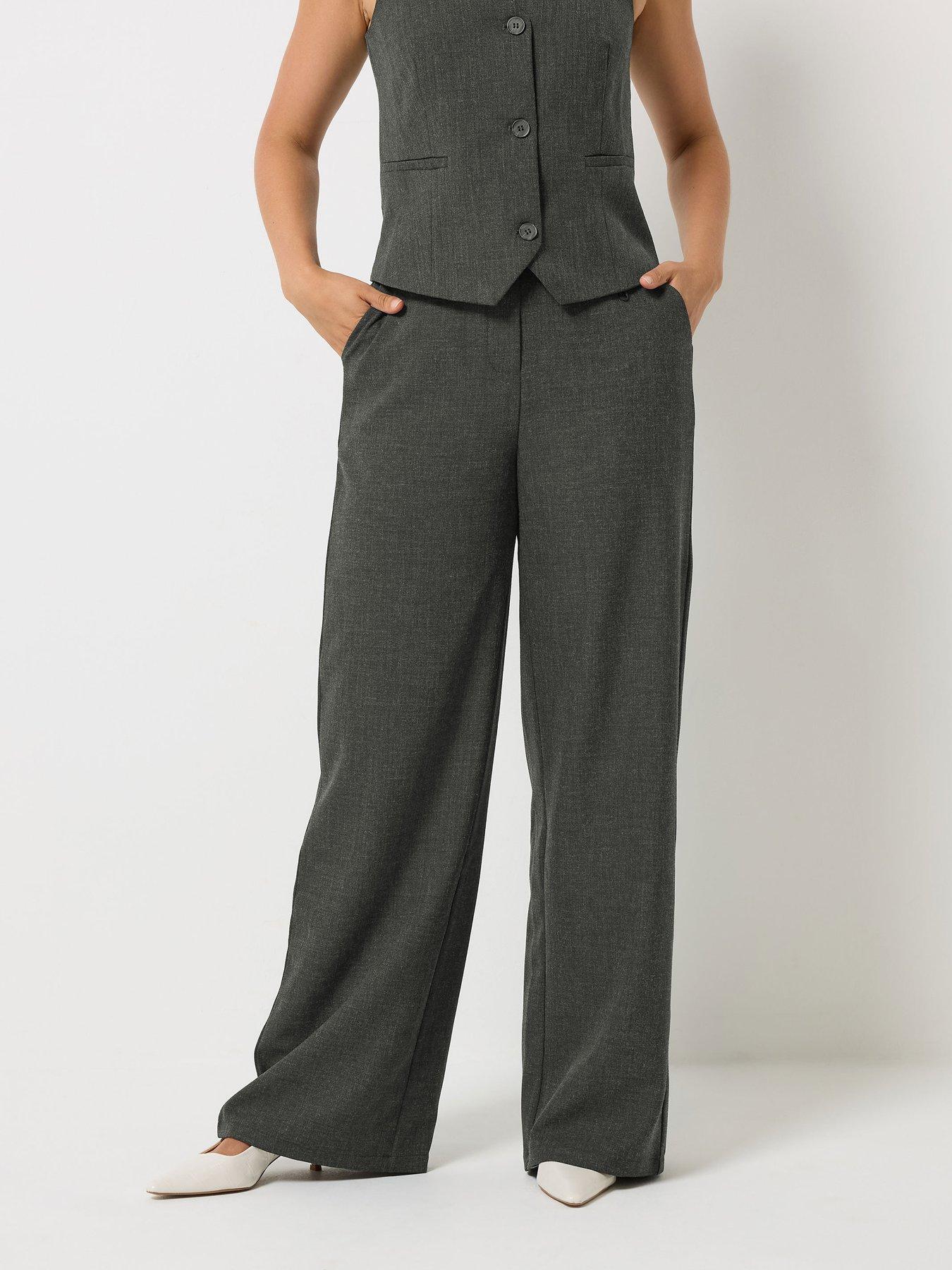 Long Tall Sally Wide Leg Tailored Trouser 36" - Grey