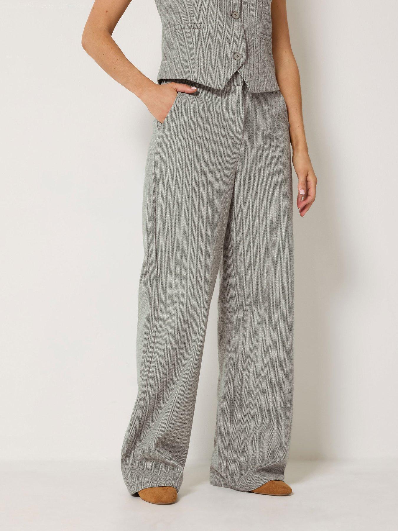 Long Tall Sally Premium Herringbone Trouser 36" - Grey