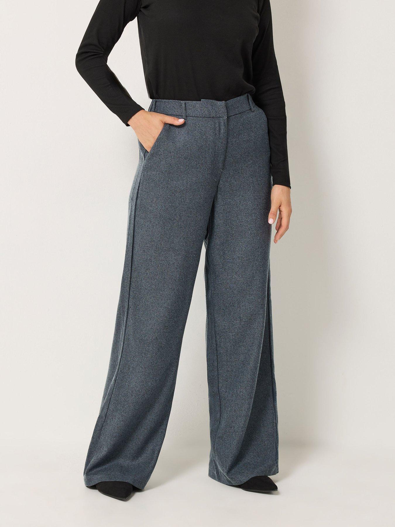 Long Tall Sally Premium Herringbone Trouser 34" - Grey
