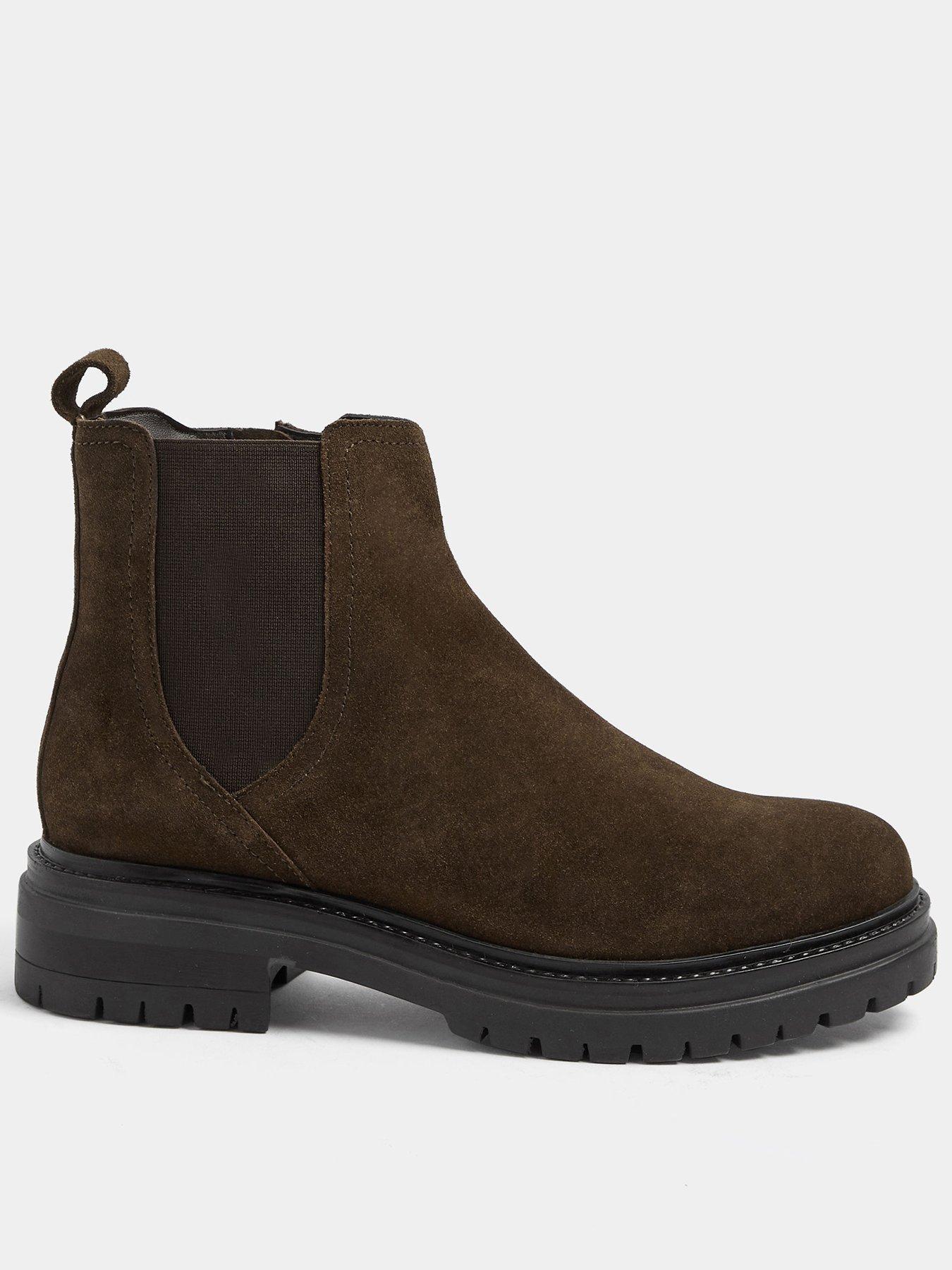 Image 1 of 4 of Yours Wide Fit Suede Chelsea Boots - Brown