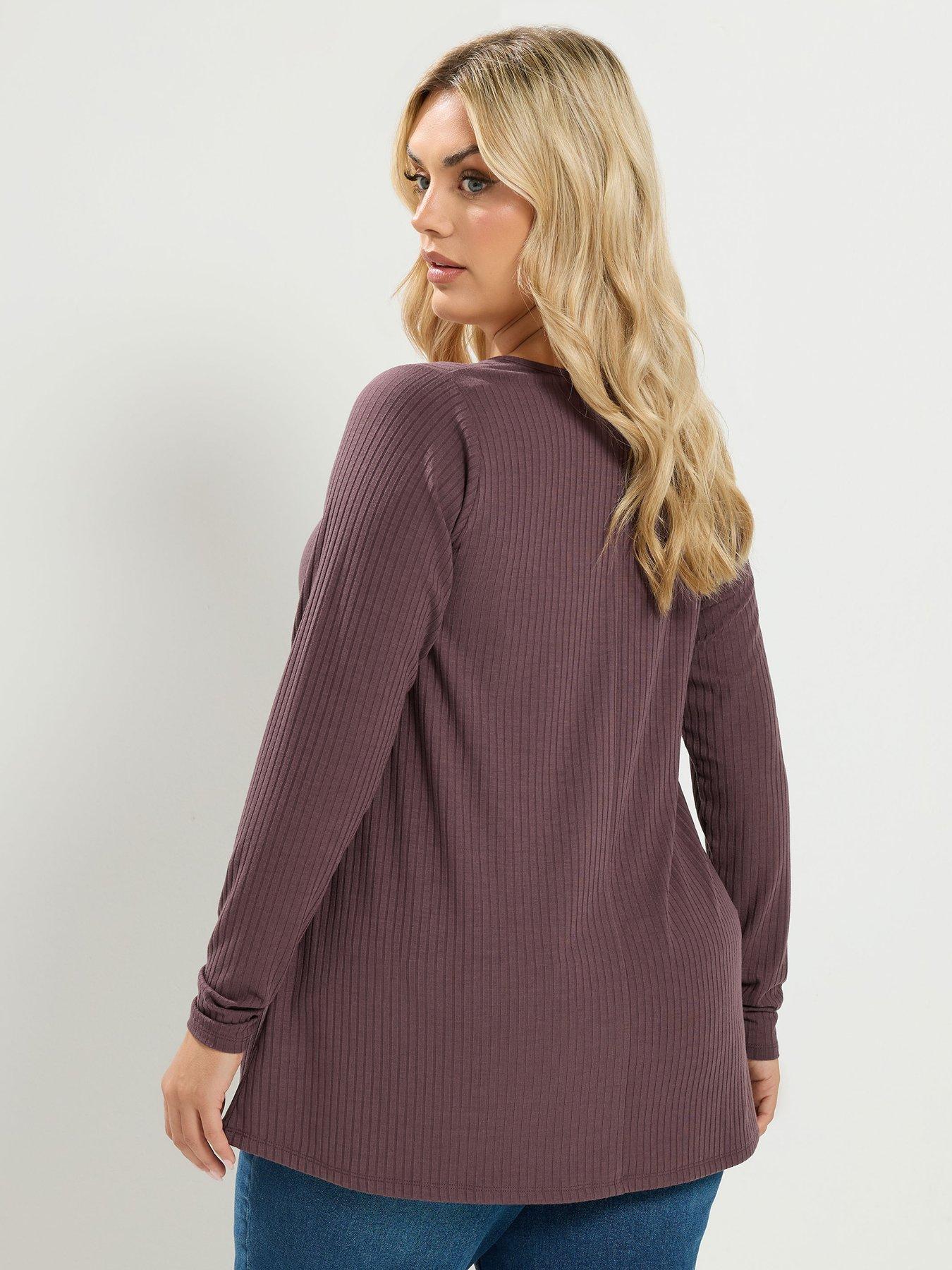 Image 2 of 4 of Yours Curve Lace Insert Swing Top - Brown