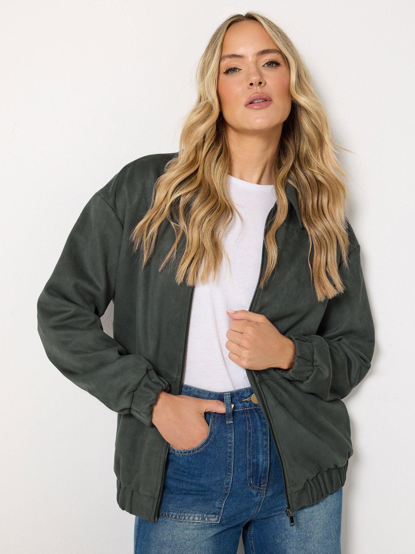 Image 1 of 4 of Long Tall Sally Charcoal Collar Suedette Jacket - Grey