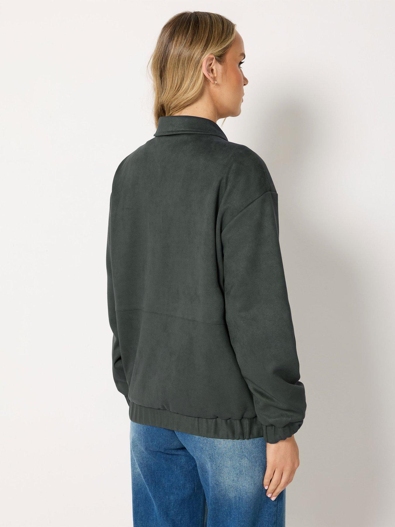 Image 2 of 4 of Long Tall Sally Charcoal Collar Suedette Jacket - Grey
