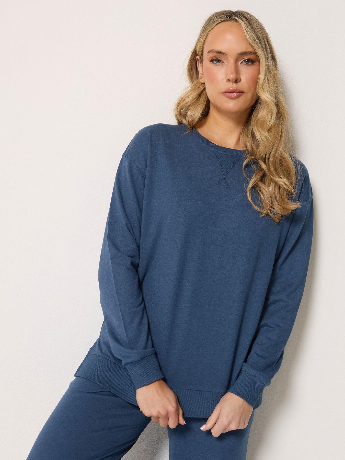Long Tall Sally LTS PREMIUM Tall Cotton Crew Neck Sweatshirt - Blue