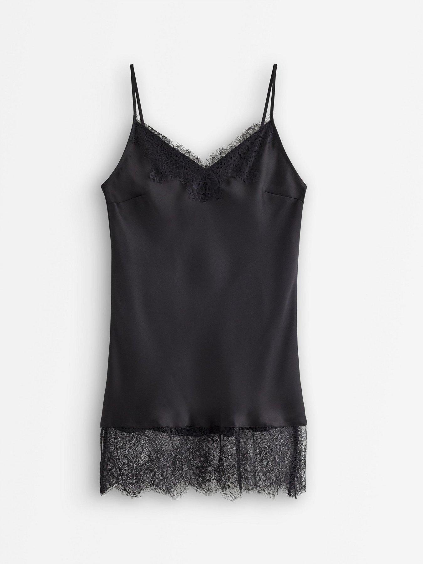 Image 2 of 4 of Lindex Women's Blenda Satin Camisole with Lace Detail - Black