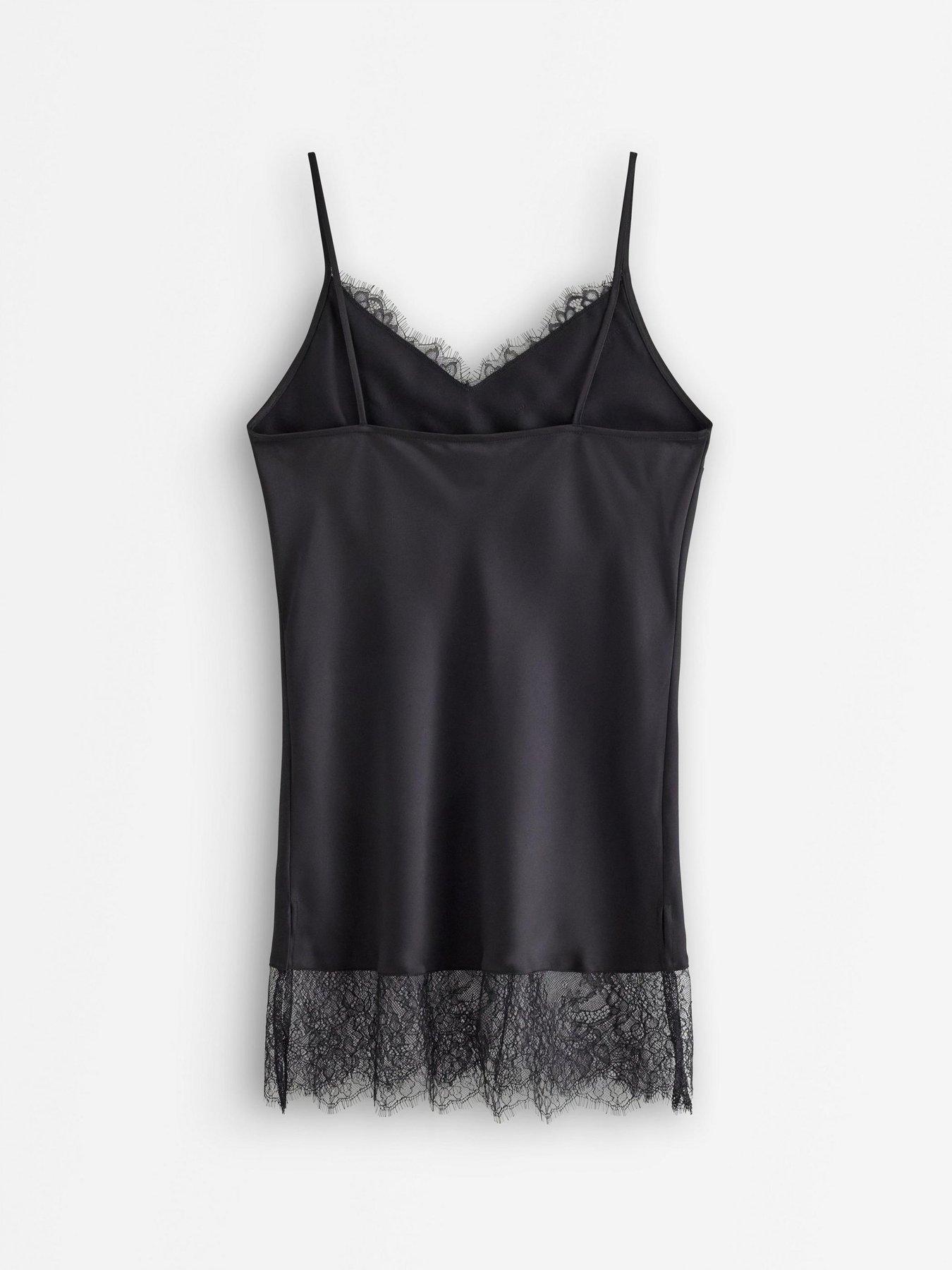 Image 3 of 4 of Lindex Women's Blenda Satin Camisole with Lace Detail - Black