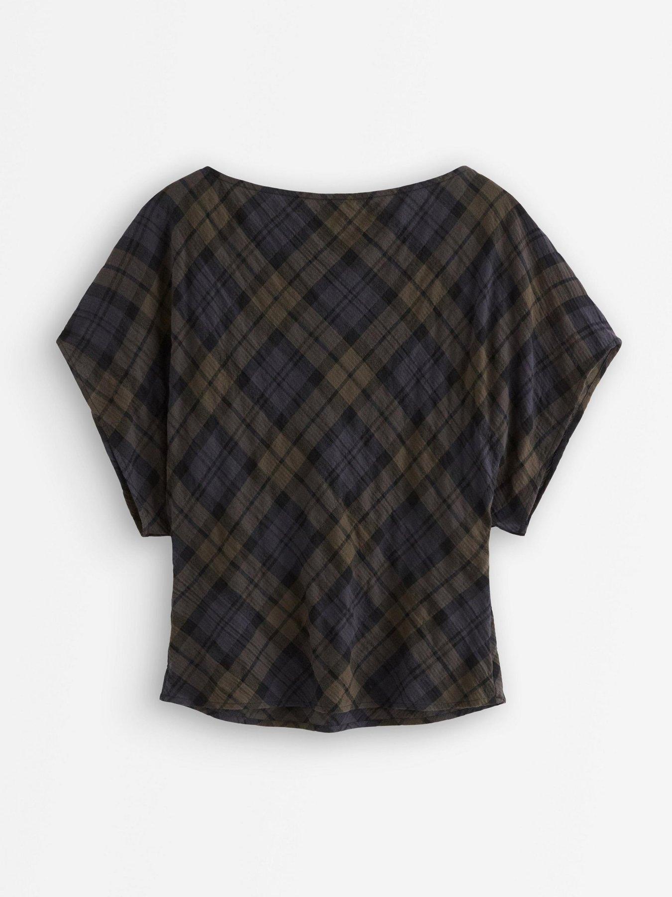 Image 2 of 3 of Lindex Women's Moa Short Sleeve Checked Blouse - Brown