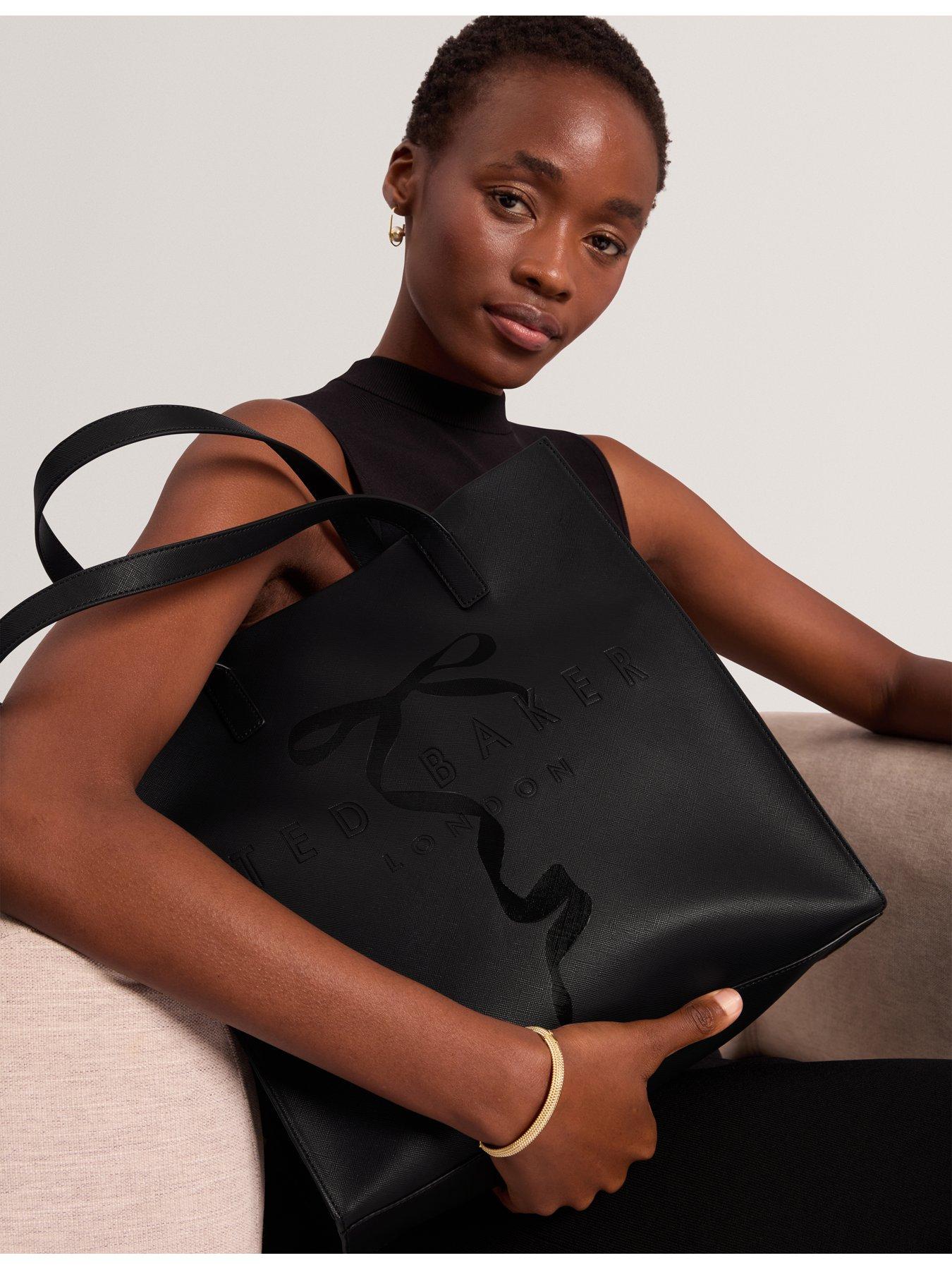 Image 2 of 5 of Ted Baker Large Tote Bag with Bow Detail - Black