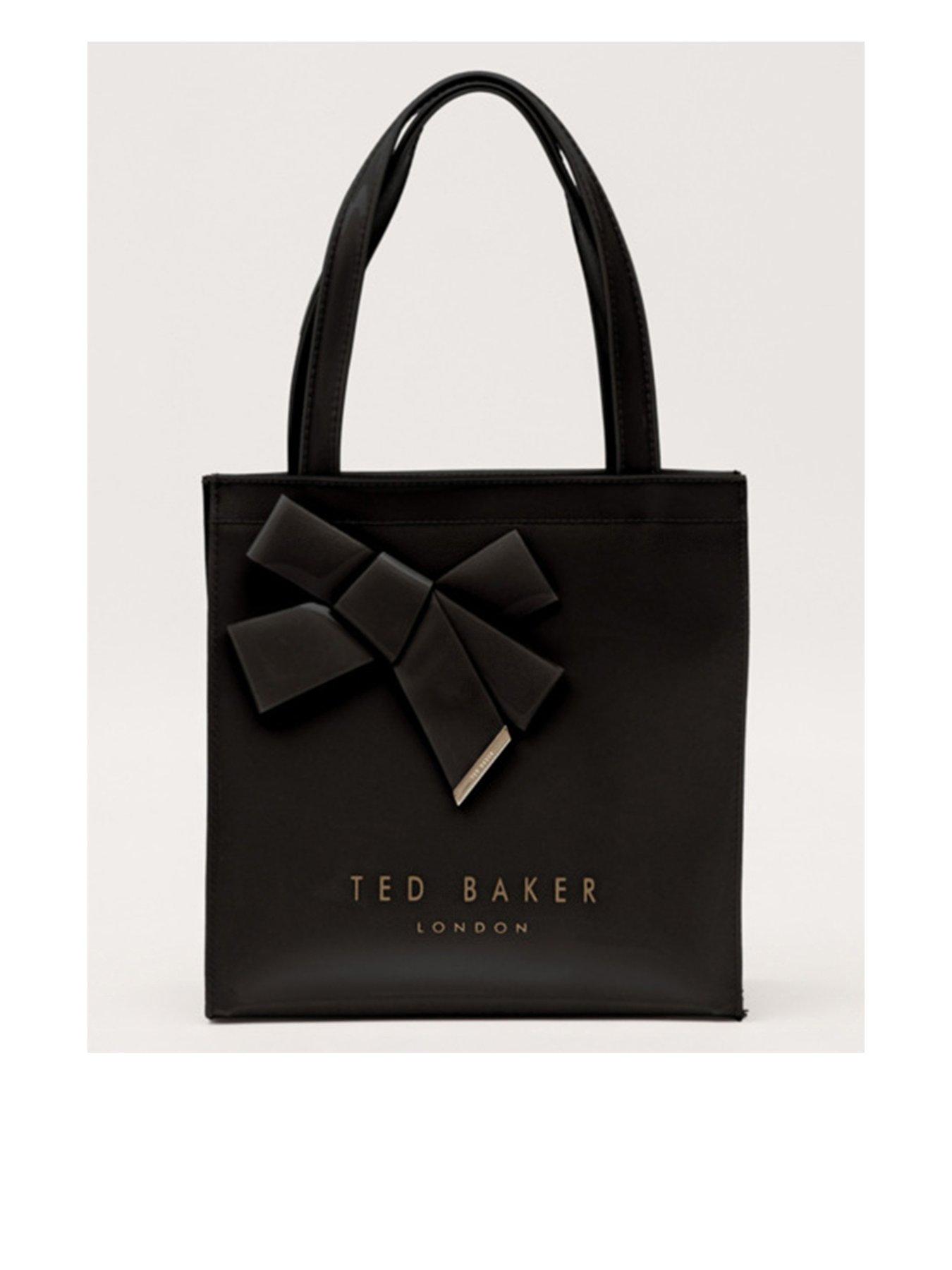Image 1 of 3 of Ted Baker Small Tote Bag with Oversized Bow Detail - Black