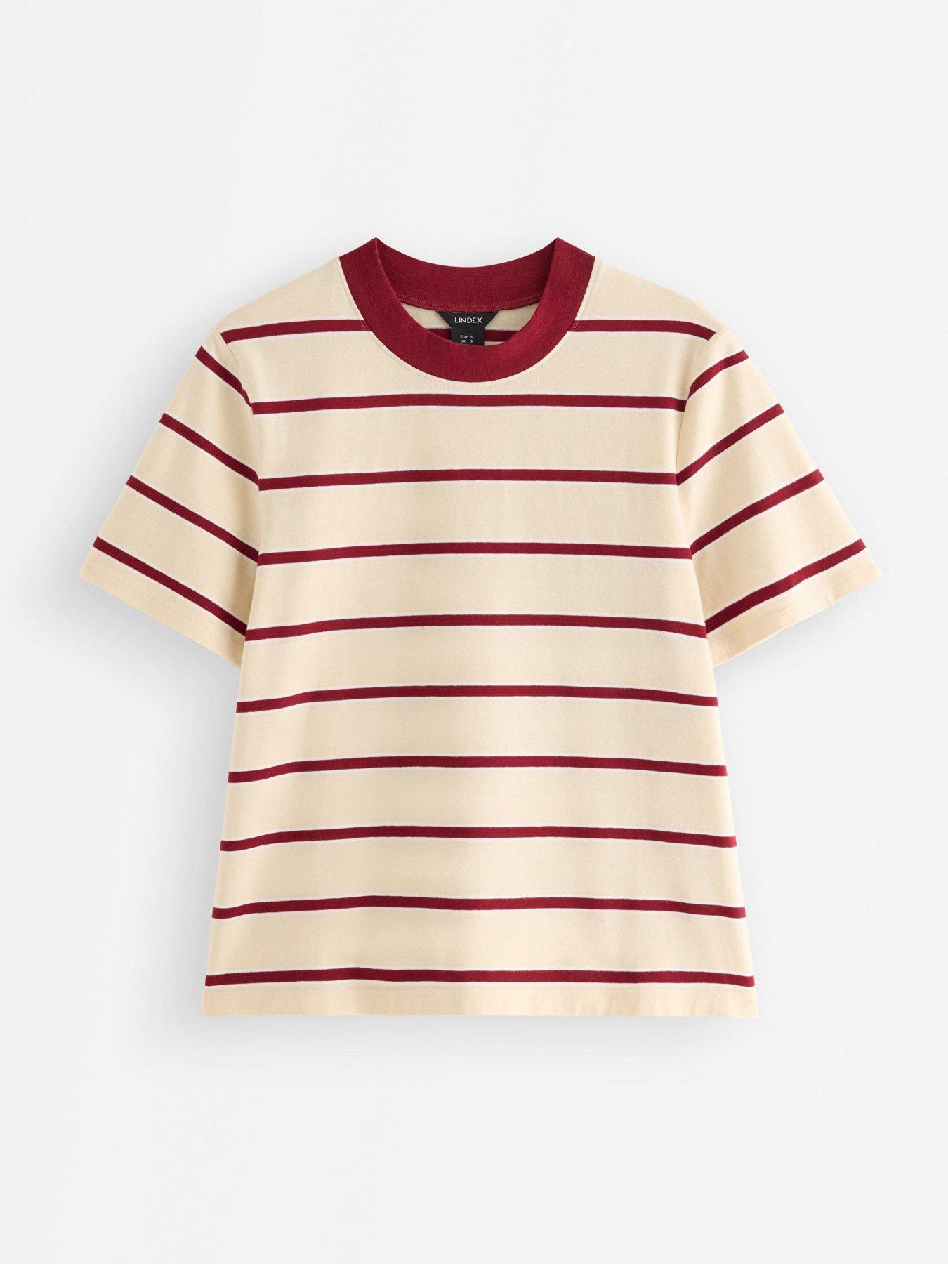 Image 2 of 4 of Lindex Women's Katja Striped Ringer T-Shirt - Yellow/Red