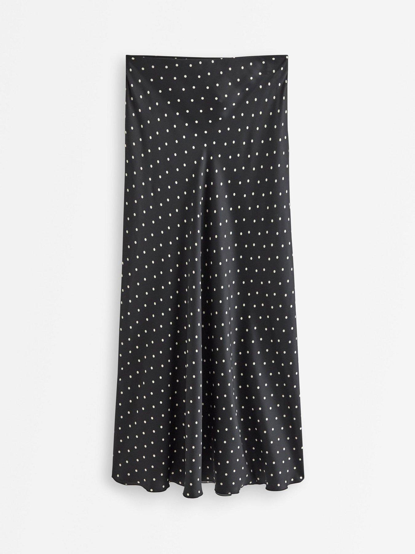 Image 3 of 4 of Lindex Women's Mary Polka Dot Satin Skirt - Black