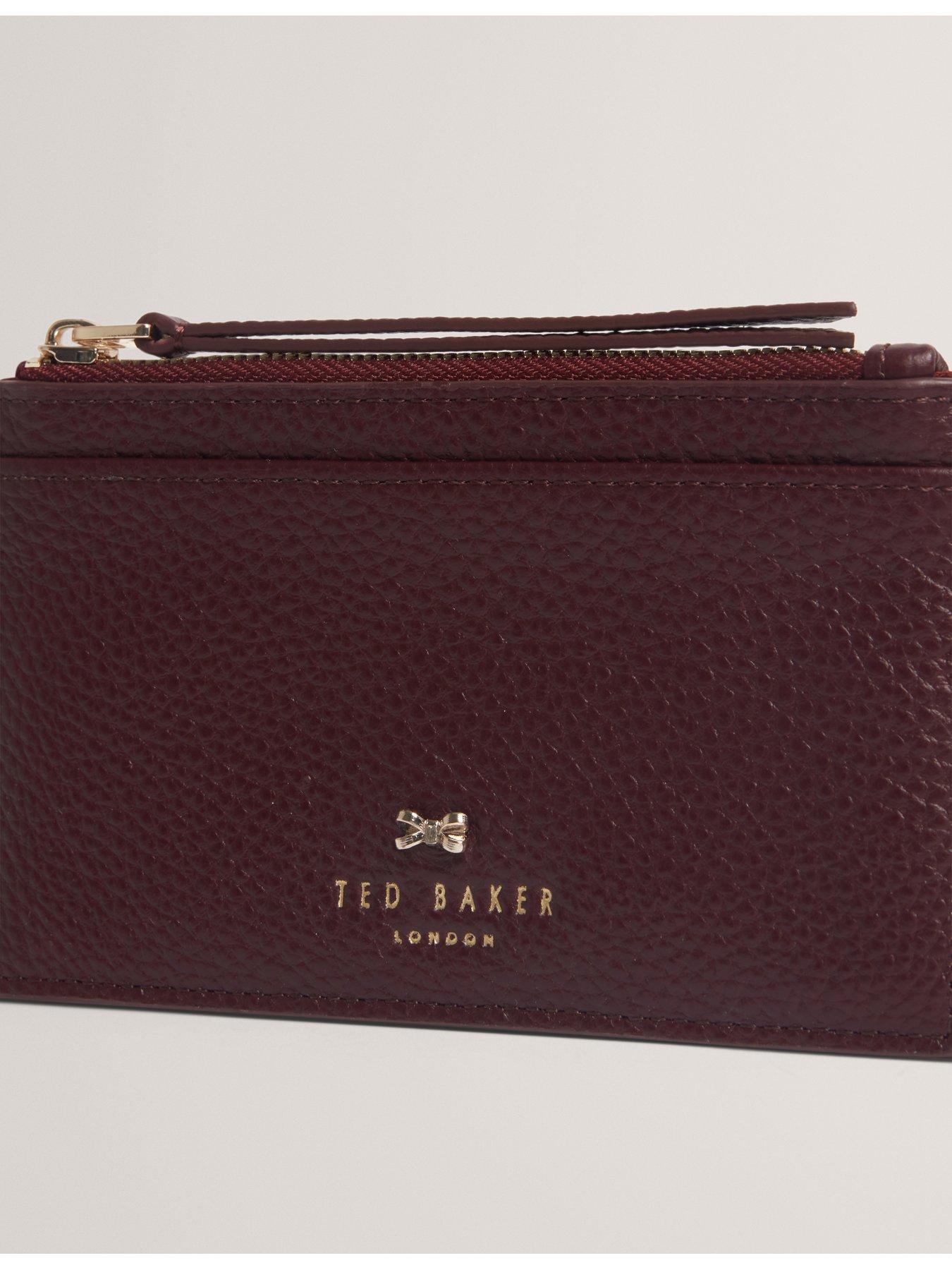 Image 2 of 4 of Ted Baker Pebbled Leather Zip Card Holder - Red