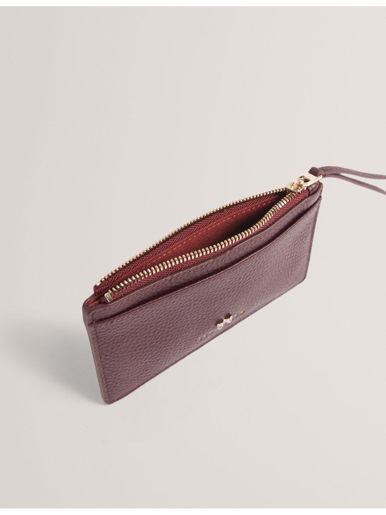 Image 4 of 4 of Ted Baker Pebbled Leather Zip Card Holder - Red