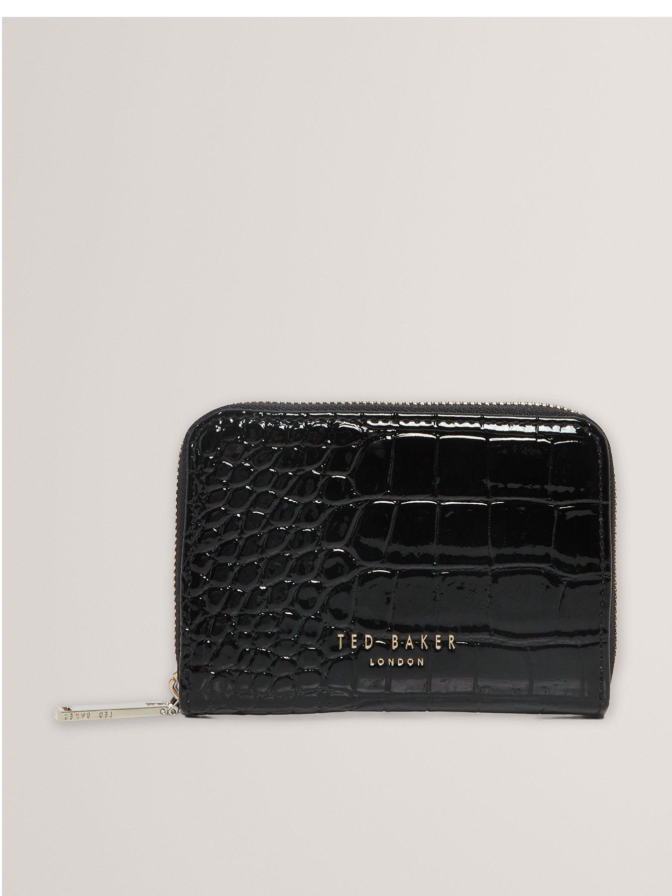 Image 1 of 4 of Ted Baker Croc-Effect Zip-Around Wallet - Black