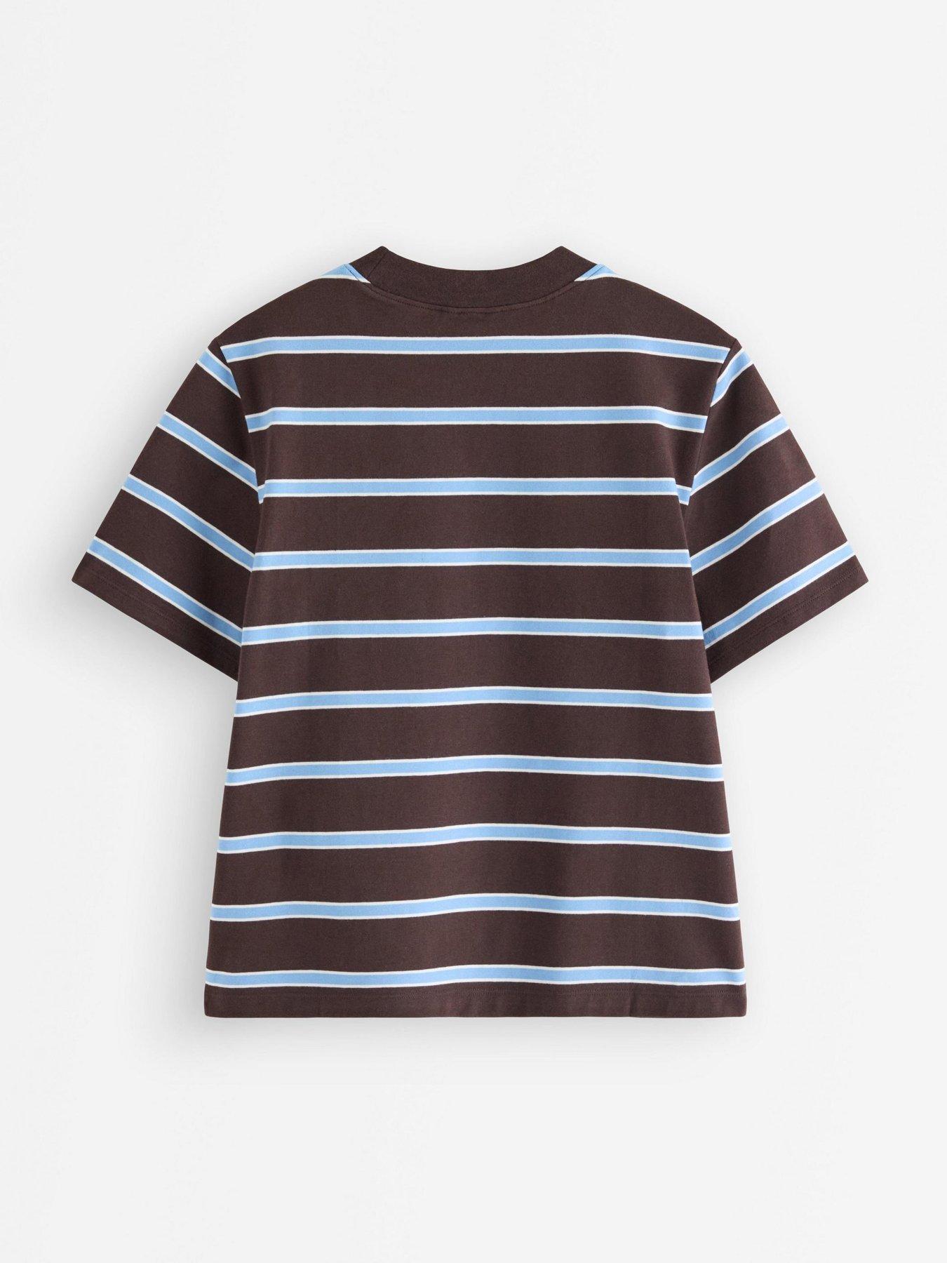 Image 3 of 4 of Lindex Women's Katja Striped Ringer T-Shirt - Brown/Blue