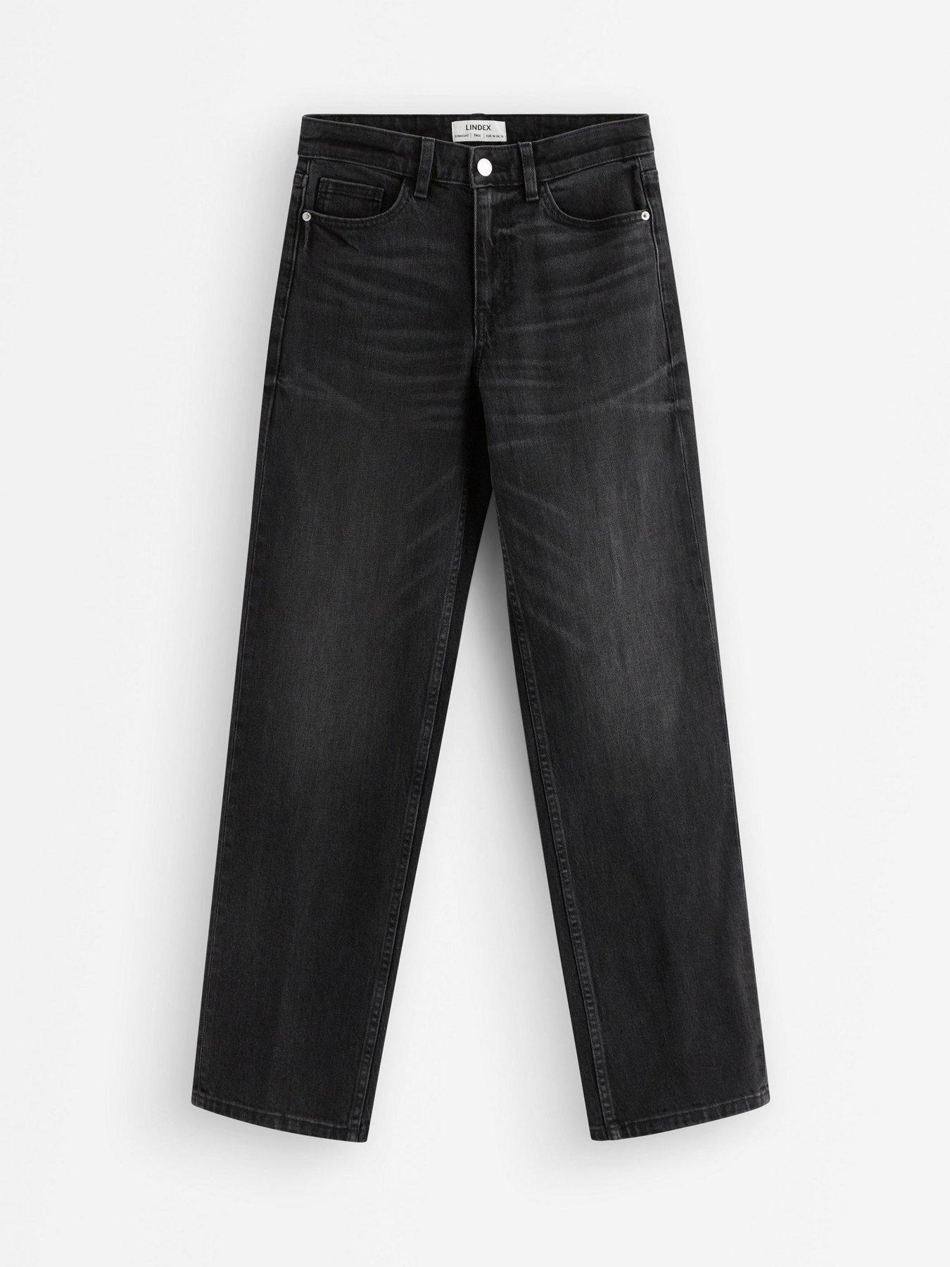 Image 2 of 4 of Lindex Womens High-Rise Straight Leg Denim Trousers - Black