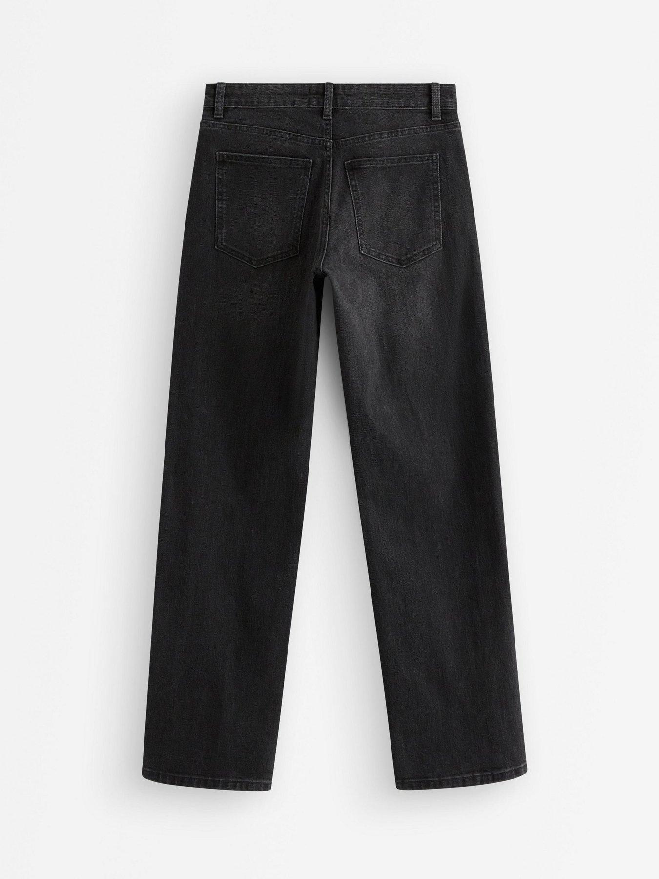 Image 3 of 4 of Lindex Womens High-Rise Straight Leg Denim Trousers - Black