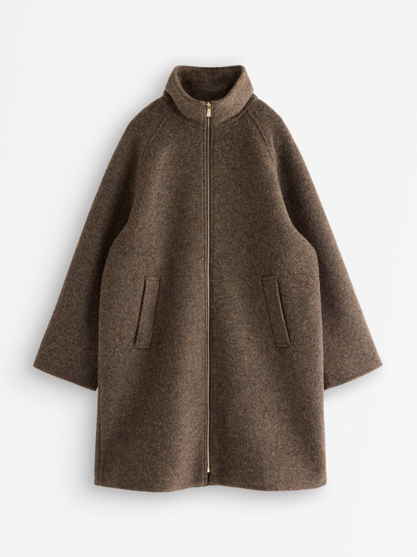 Image 2 of 4 of Lindex Womens Emily Longline Funnel Neck Zip Coat - Brown