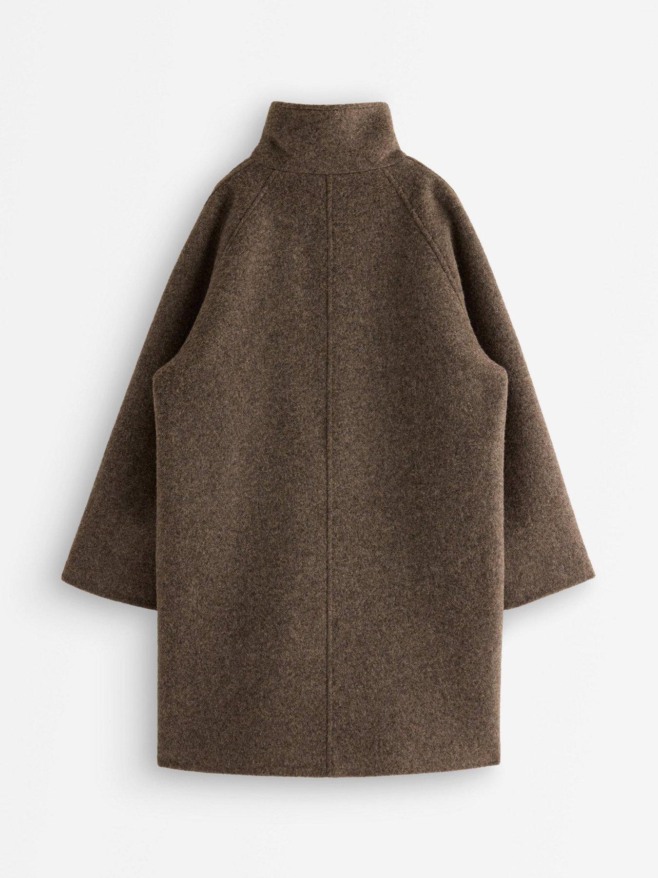 Image 3 of 4 of Lindex Womens Emily Longline Funnel Neck Zip Coat - Brown