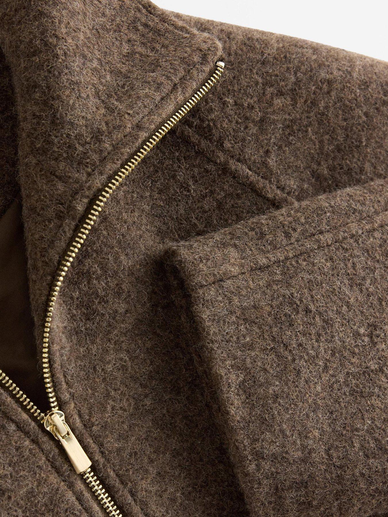 Image 4 of 4 of Lindex Womens Emily Longline Funnel Neck Zip Coat - Brown