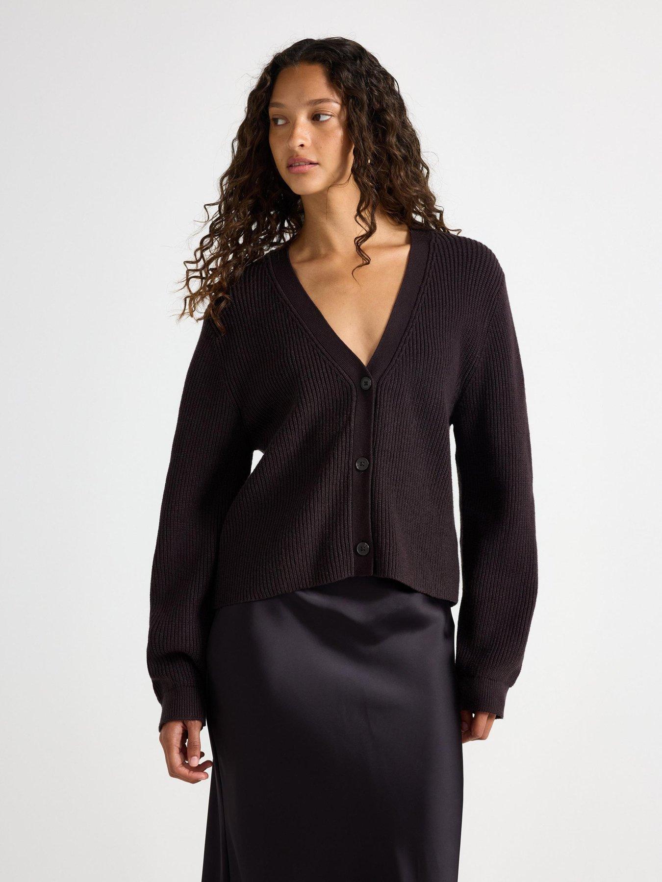 Image 1 of 4 of Lindex Women's Blanka Button-Front Cardigan - Brown