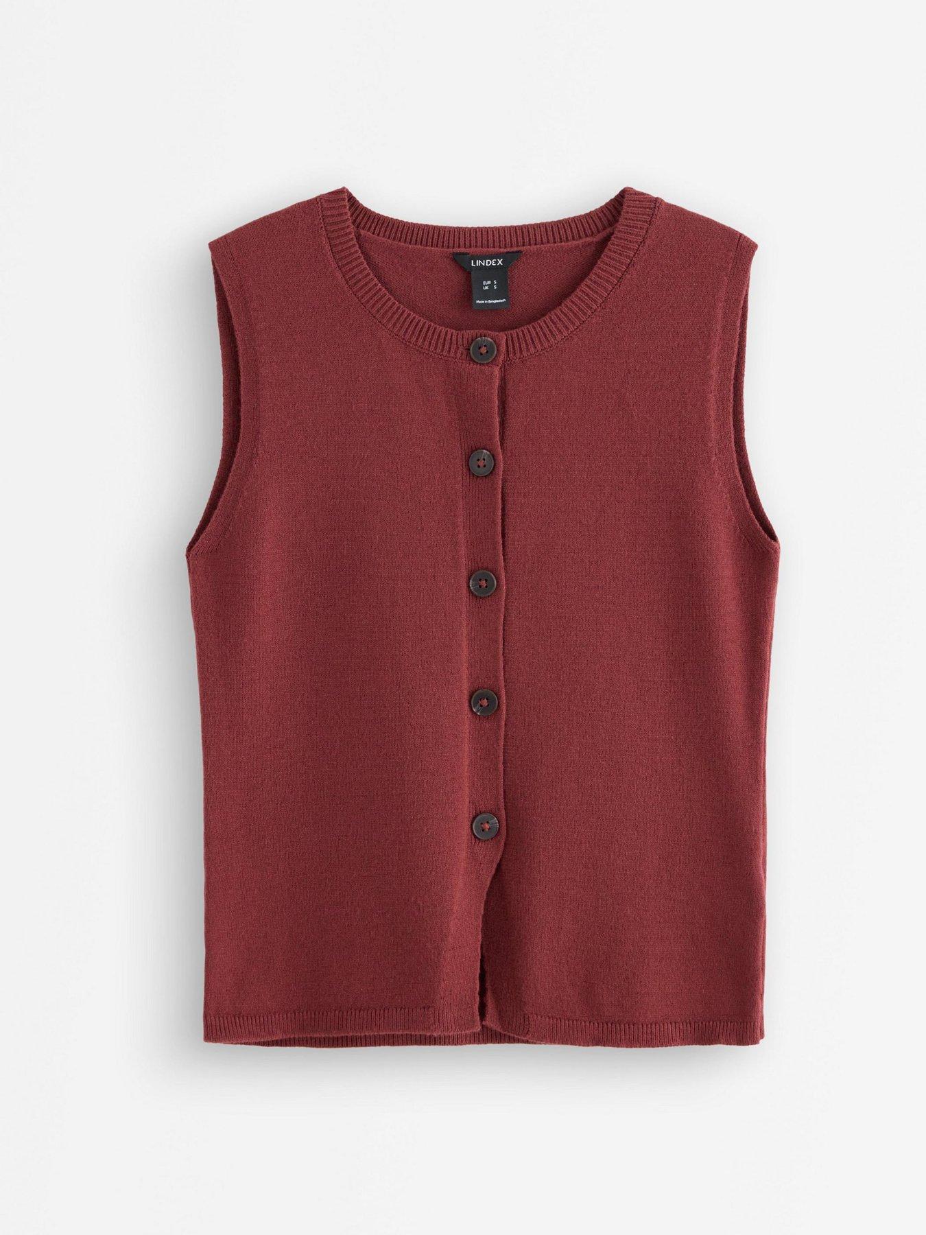 Image 2 of 4 of Lindex Women's Knitted Button-Front Vest - Red