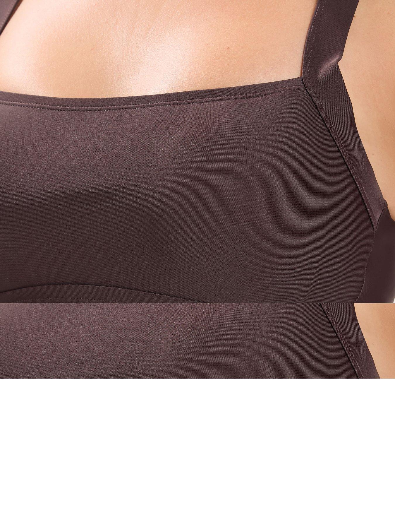 Image 4 of 4 of Yours YOURS Curve Square Neckline Swimsuit - Chocolate Brown