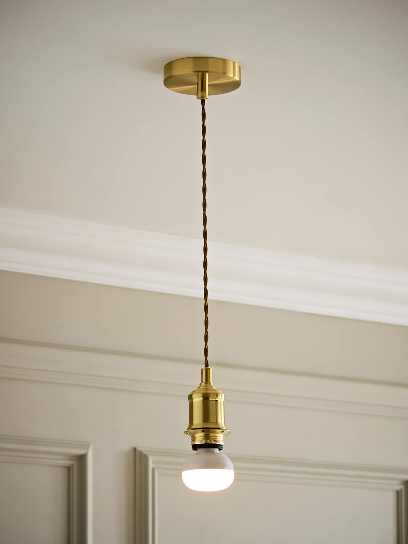 Image 1 of 6 of ValueLights Shaw Brushed Gold Rechargeable Ceiling Pendant