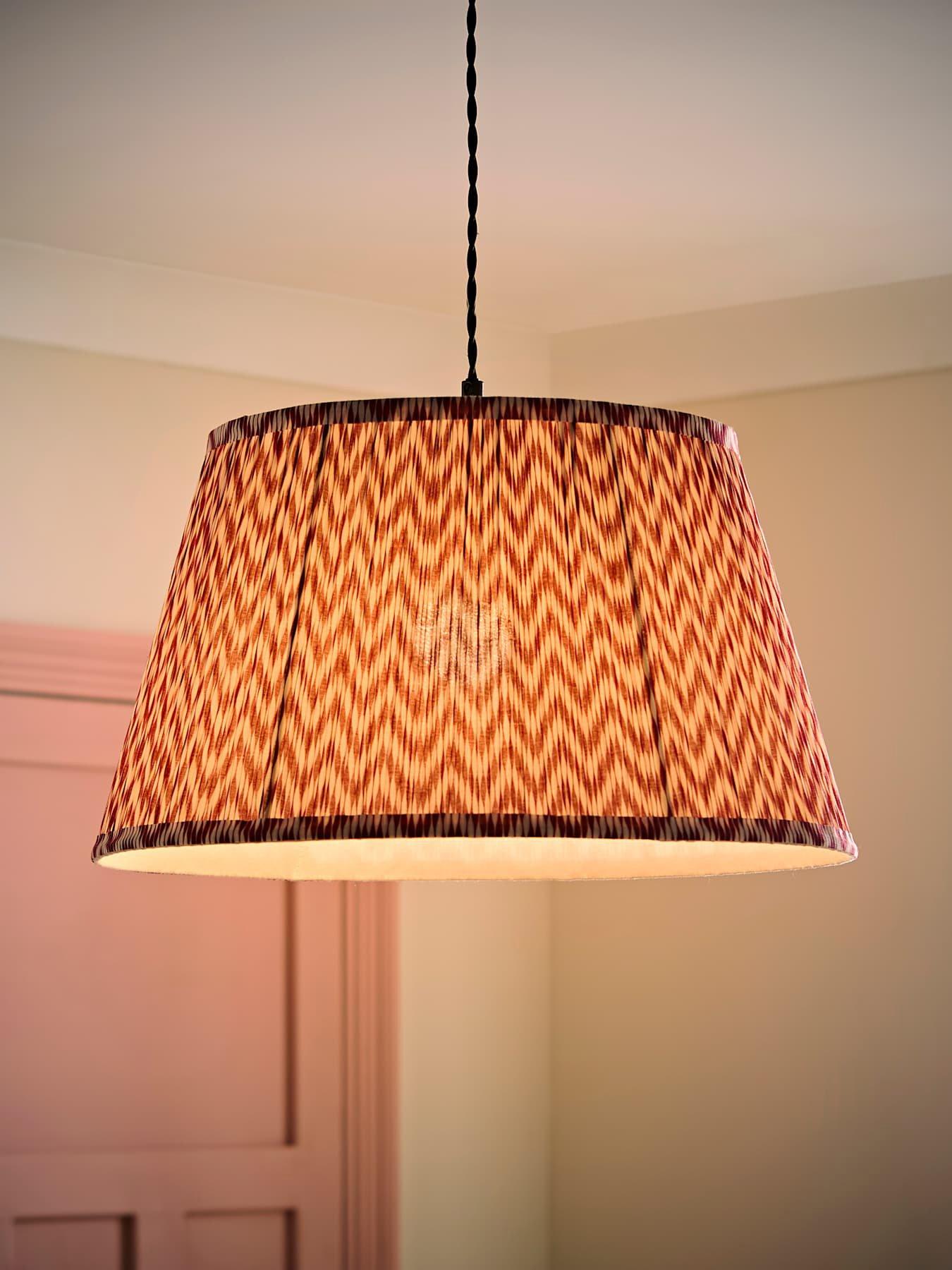 Image 3 of 7 of ValueLights Saffira Pink Pleated Chevron Taper Shade Large