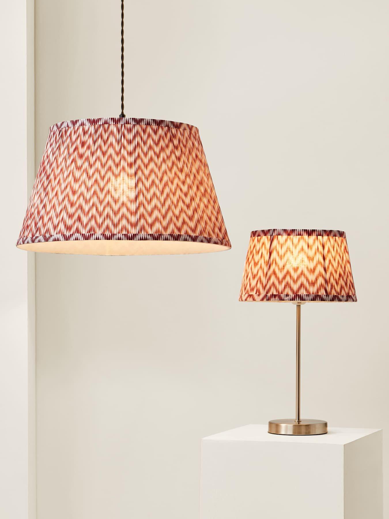 Image 6 of 7 of ValueLights Saffira Pink Pleated Chevron Taper Shade Large