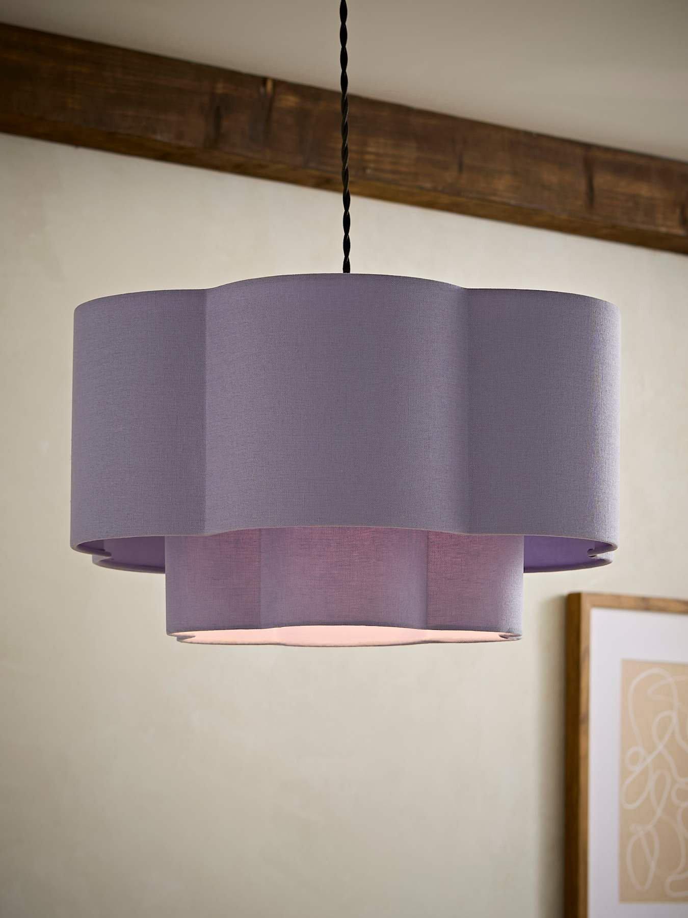 Image 1 of 7 of ValueLights Nora Lilac 2 Tier Linen Scallop Shade