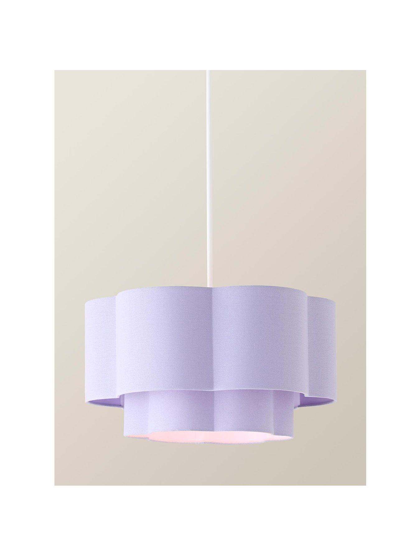 Image 2 of 7 of ValueLights Nora Lilac 2 Tier Linen Scallop Shade