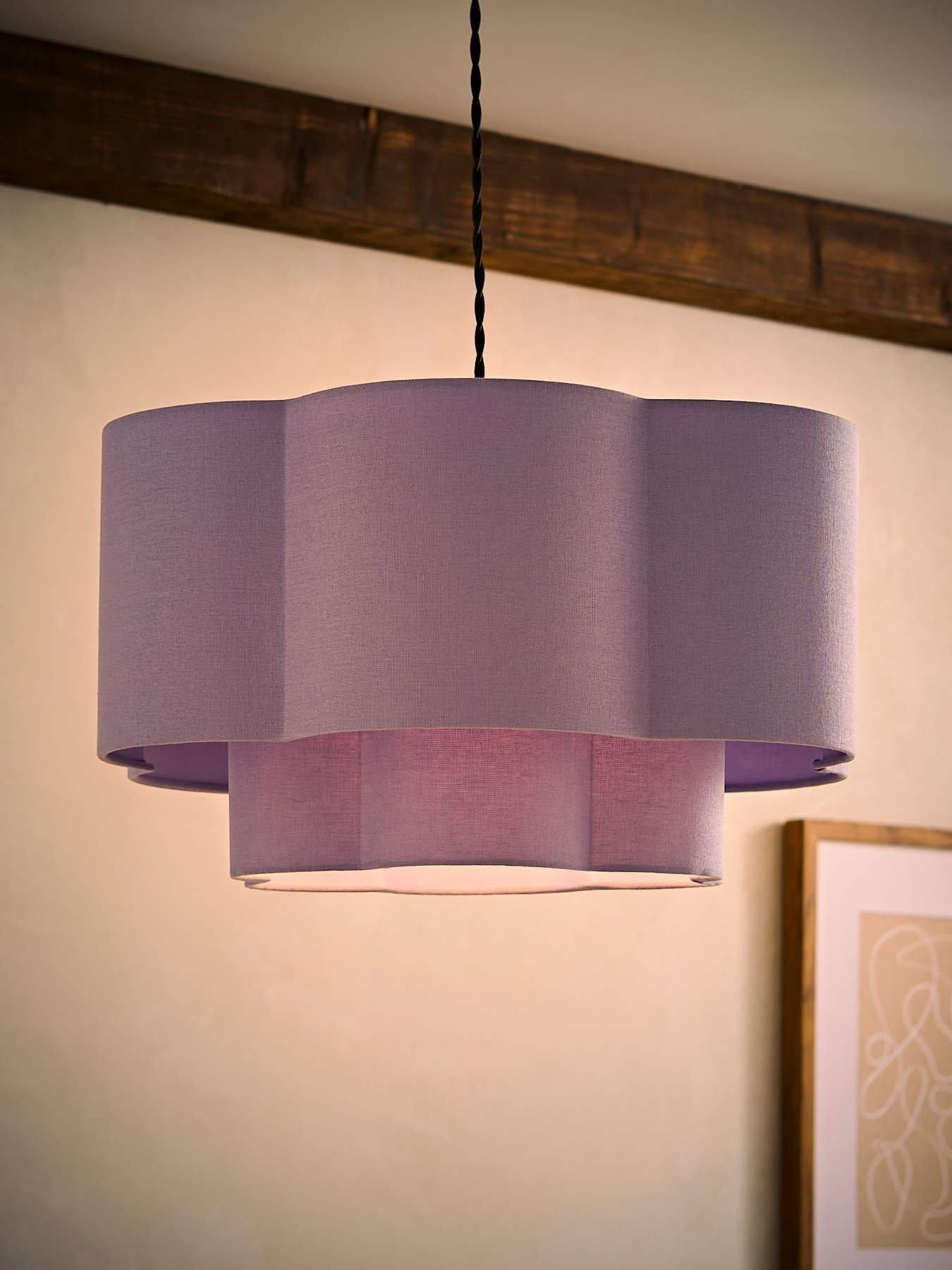 Image 3 of 7 of ValueLights Nora Lilac 2 Tier Linen Scallop Shade