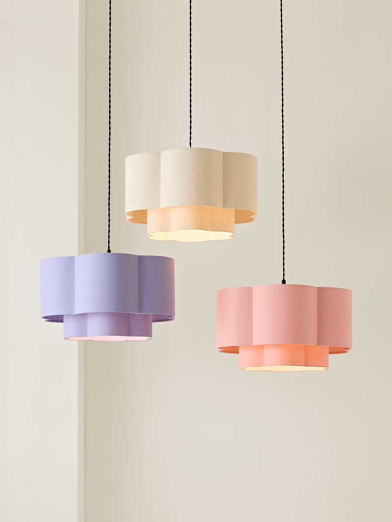 Image 6 of 7 of ValueLights Nora Lilac 2 Tier Linen Scallop Shade