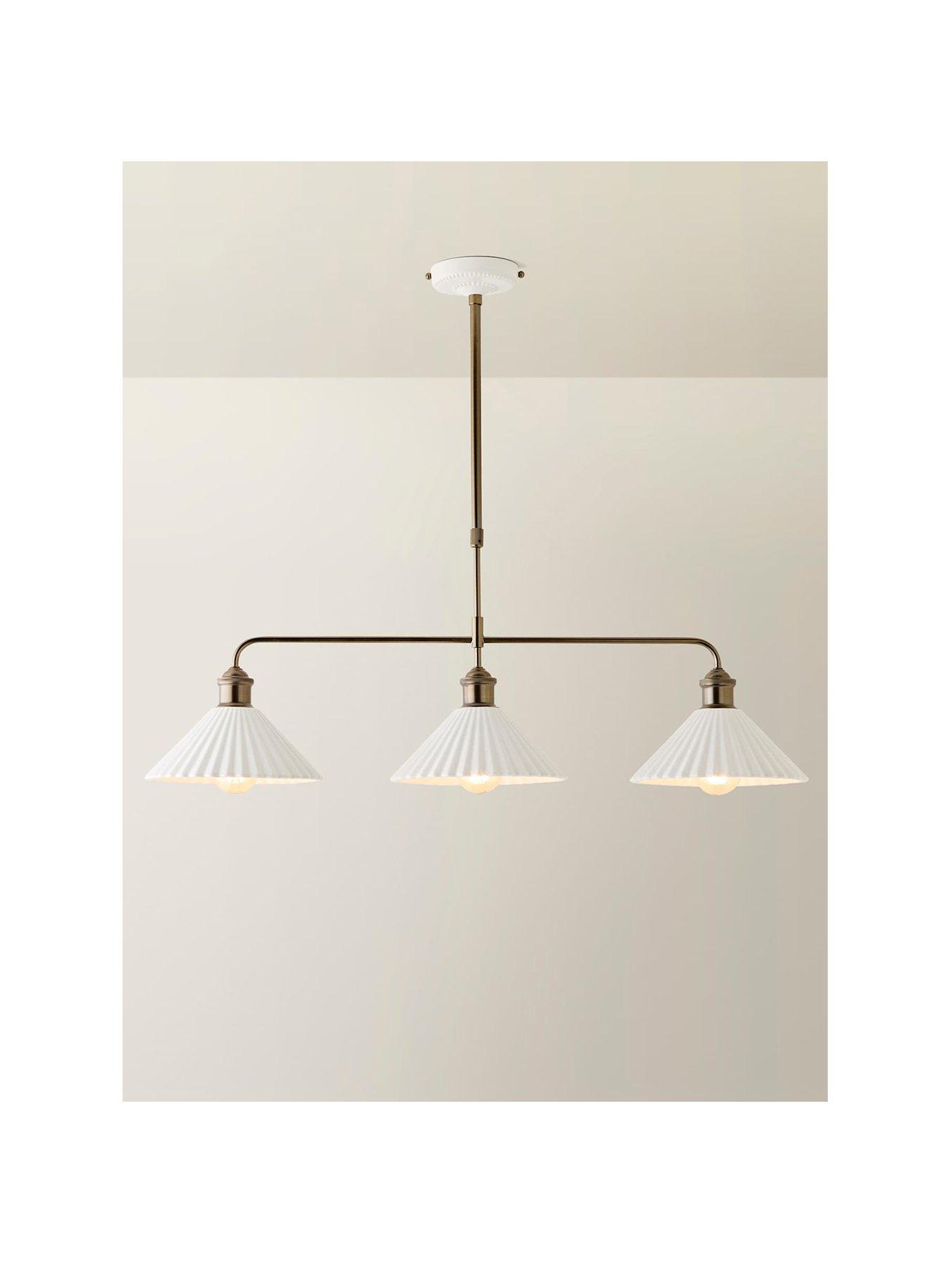 Image 2 of 7 of ValueLights Burford Ceramic Ribbed 3 Drop Diner Bar Ceiling Light