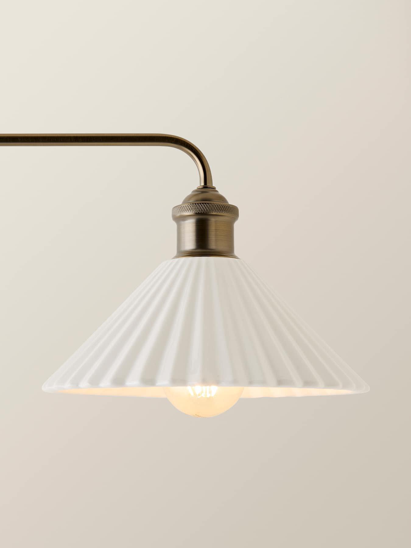 Image 4 of 7 of ValueLights Burford Ceramic Ribbed 3 Drop Diner Bar Ceiling Light