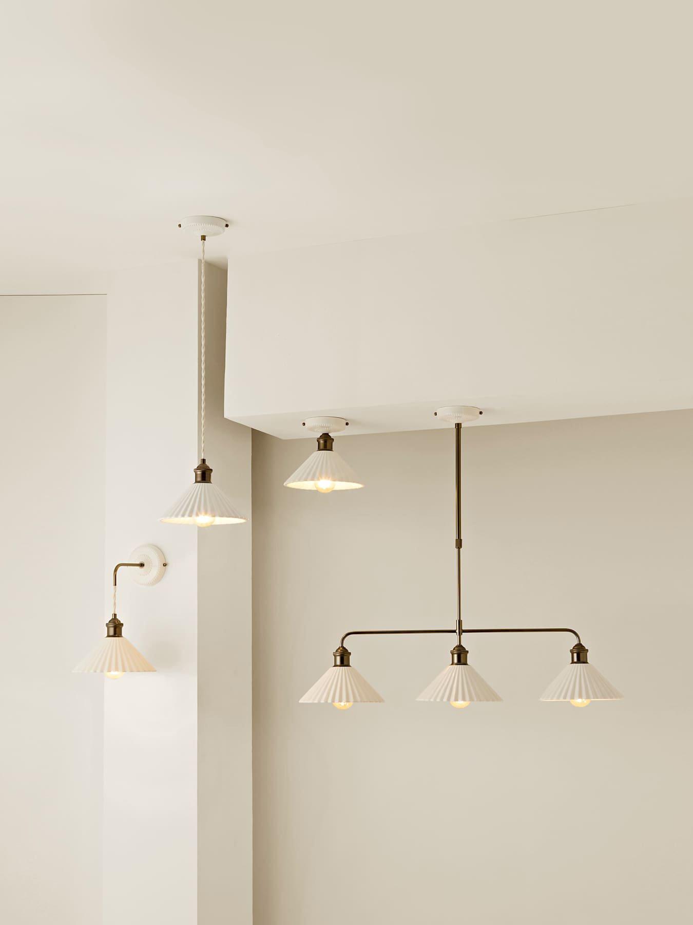Image 6 of 7 of ValueLights Burford Ceramic Ribbed 3 Drop Diner Bar Ceiling Light